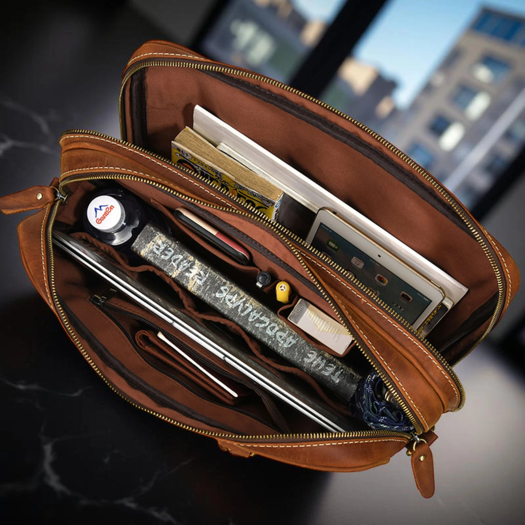 Leather Laptop Bag for Men - Mini Isaacare