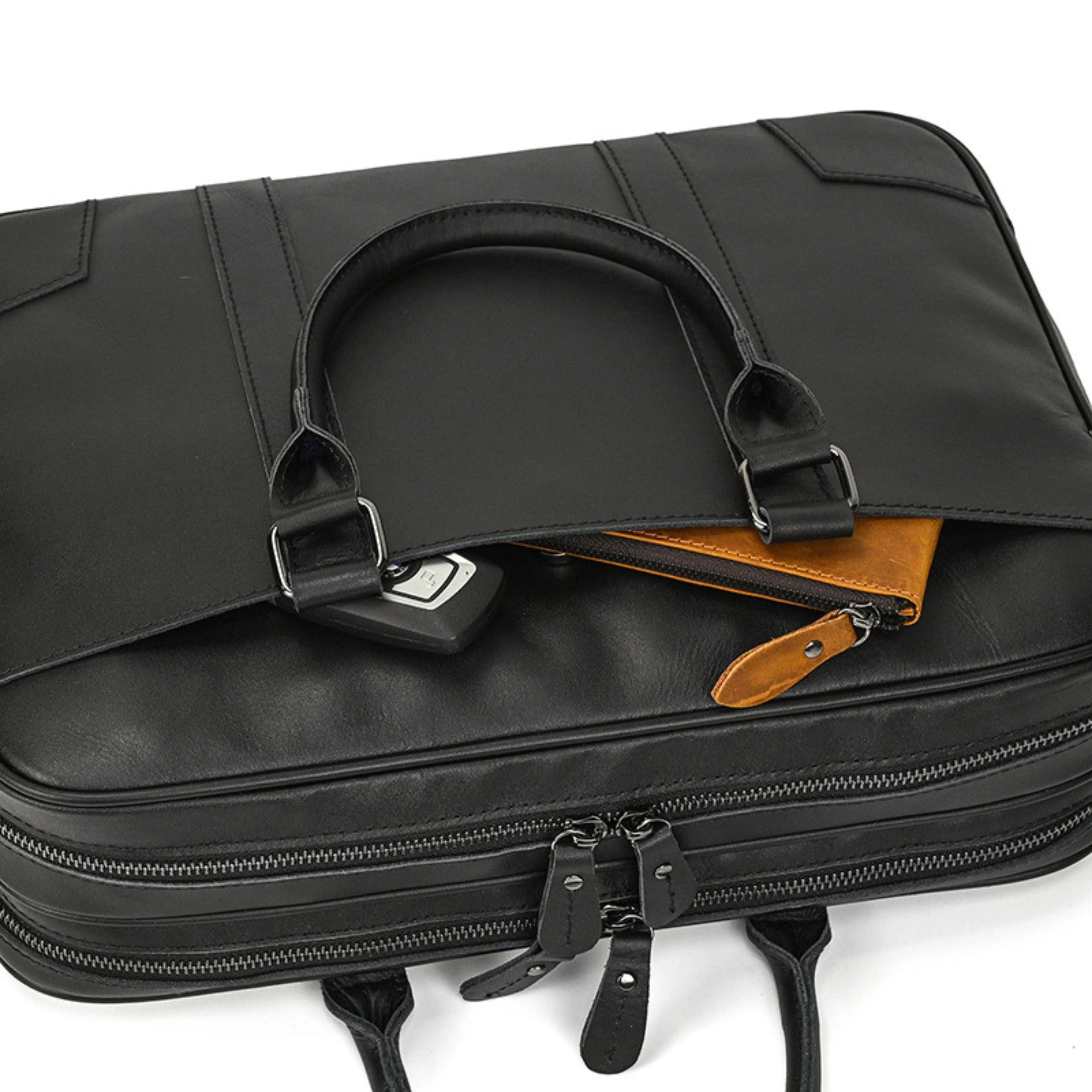 Leather Laptop Bag for Men - Mini - Isaacare
