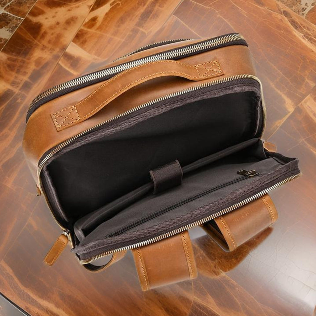 Genuine Leather Backpack for Men & Women | Vintage Full Grain Leather Rucksack | Travel Laptop Bag | Handmade Durable School Work Backpack - Isaacare