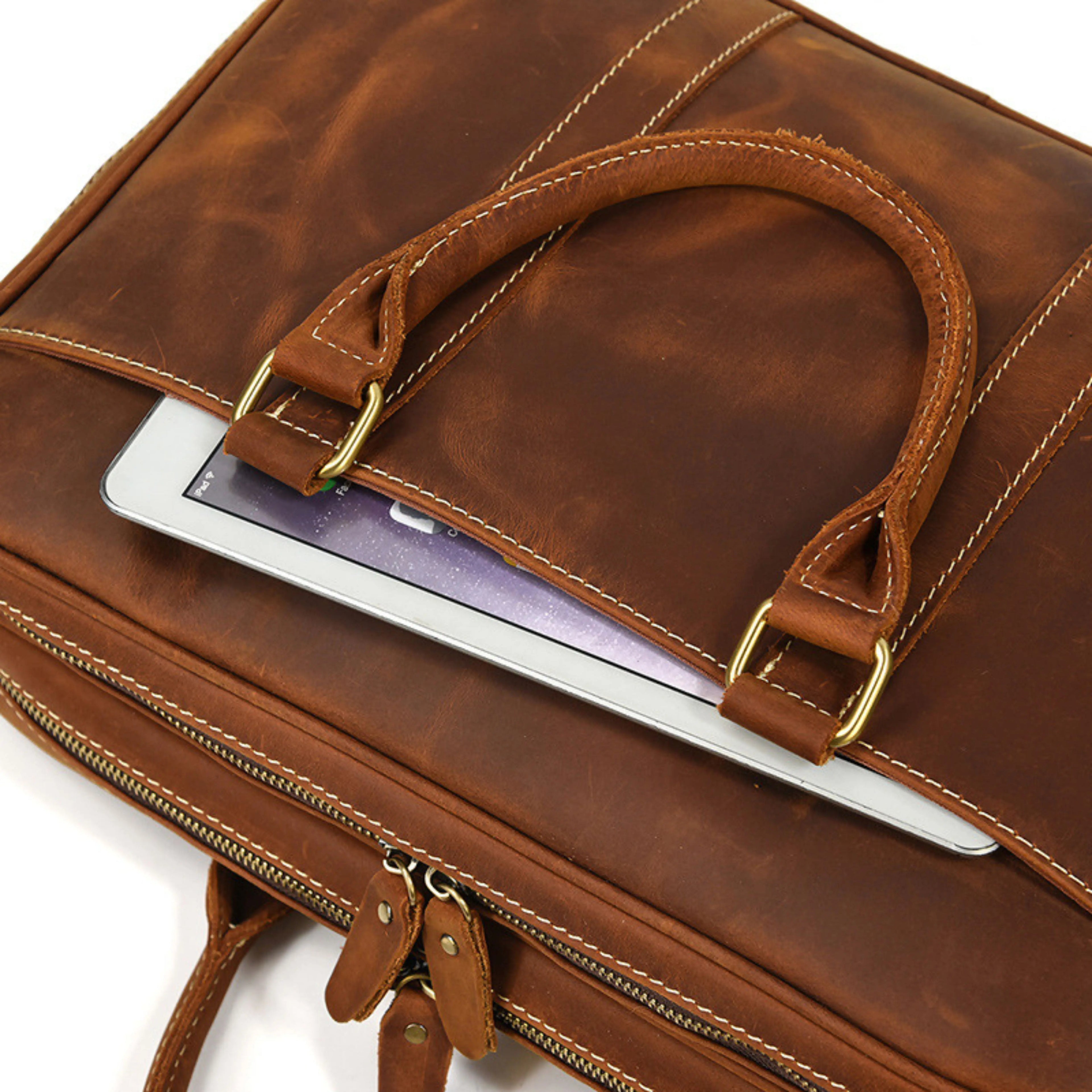 Leather Laptop Bag for Men - Mini Isaacare