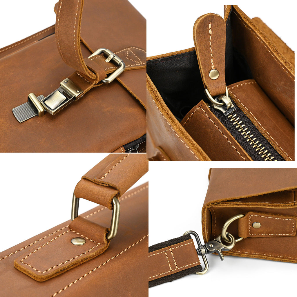Men’s Leather Laptop Bag – Full Grain Leather Briefcase, Vintage Messenger Bag, Business Work Bag, Durable Office Satchel, Gift for Him - Isaacare