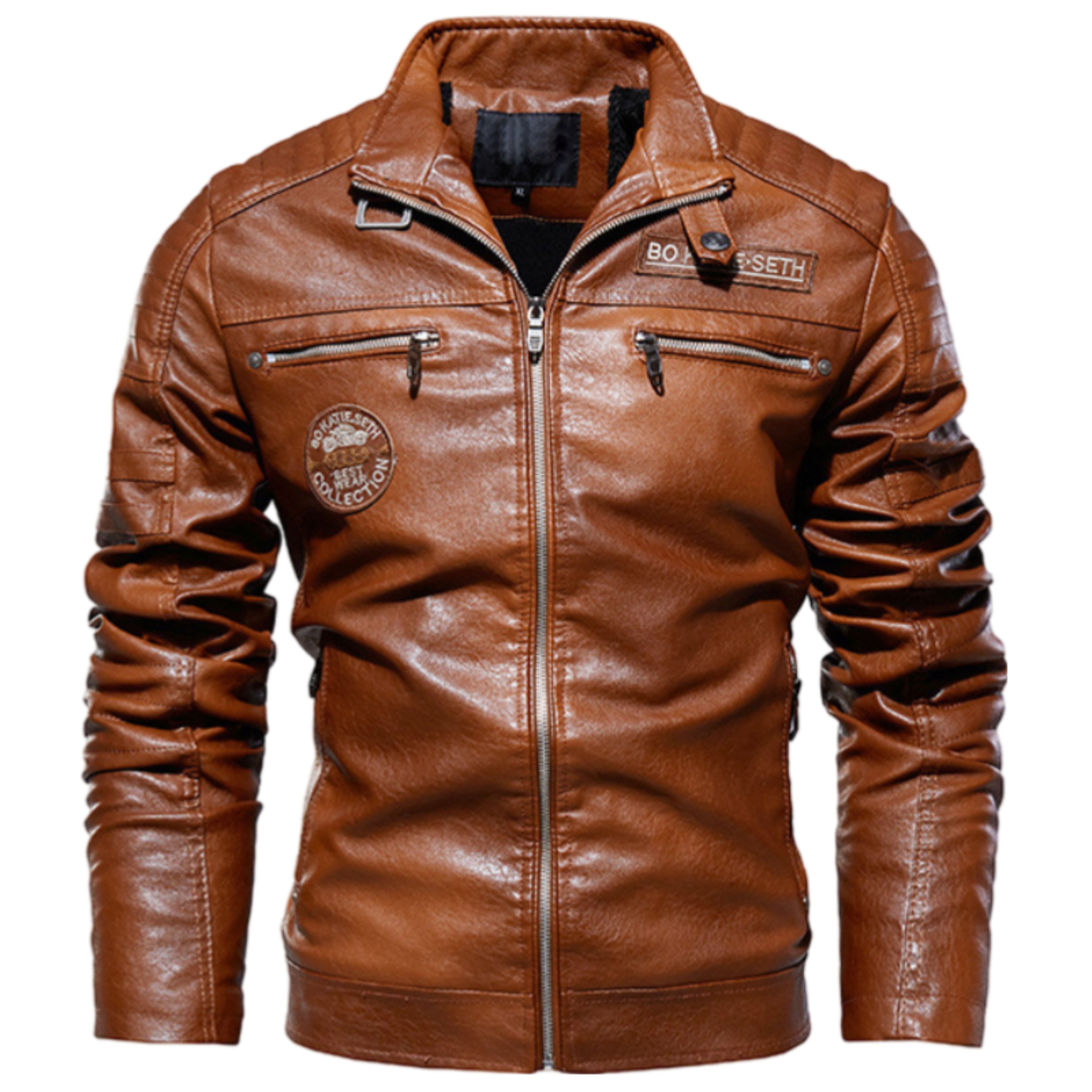 Men's PU Leather Jacket - Bo Katie Seth Best West Collect Isaacare