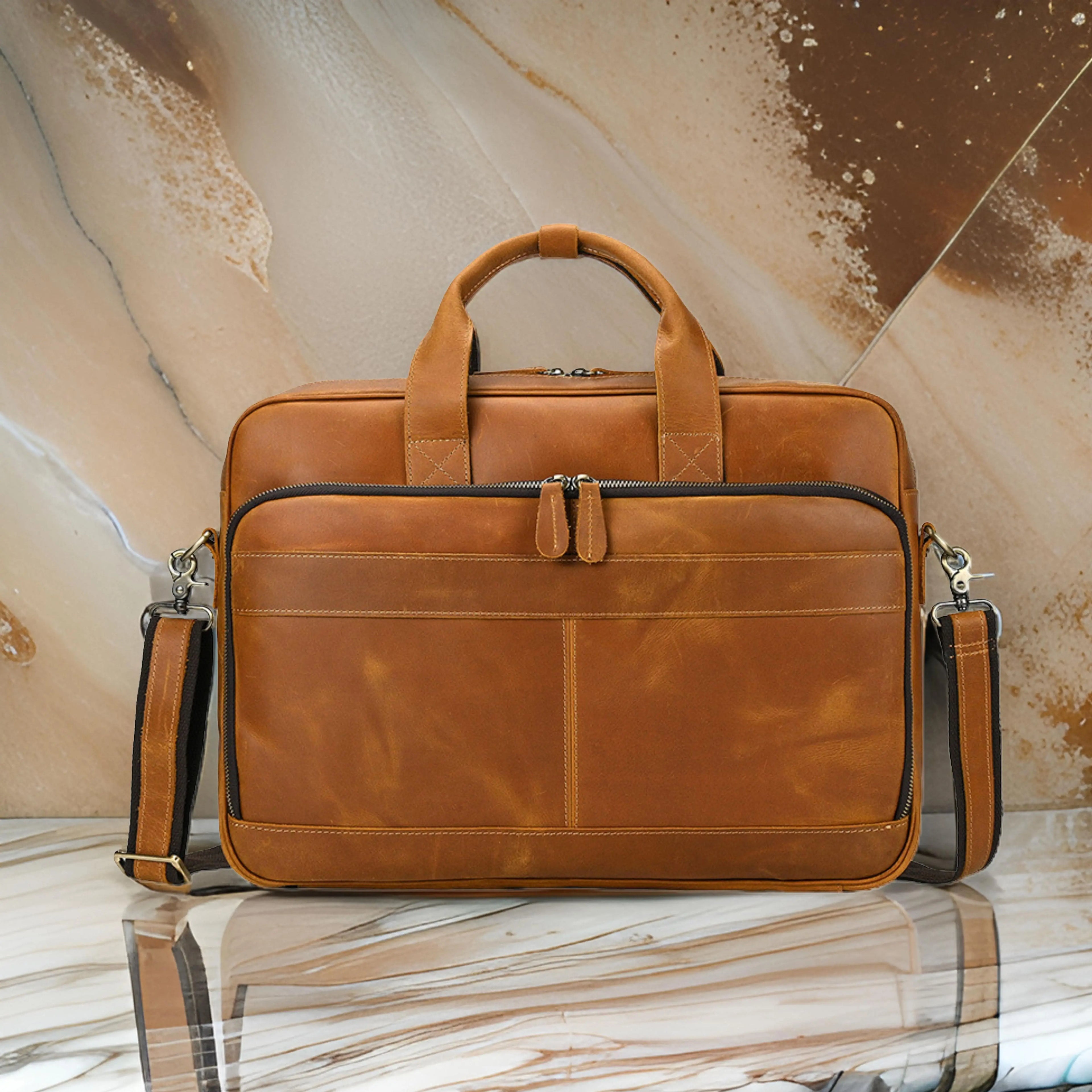 Leather Laptop Bag for Men - Large Capacity Isaacare
