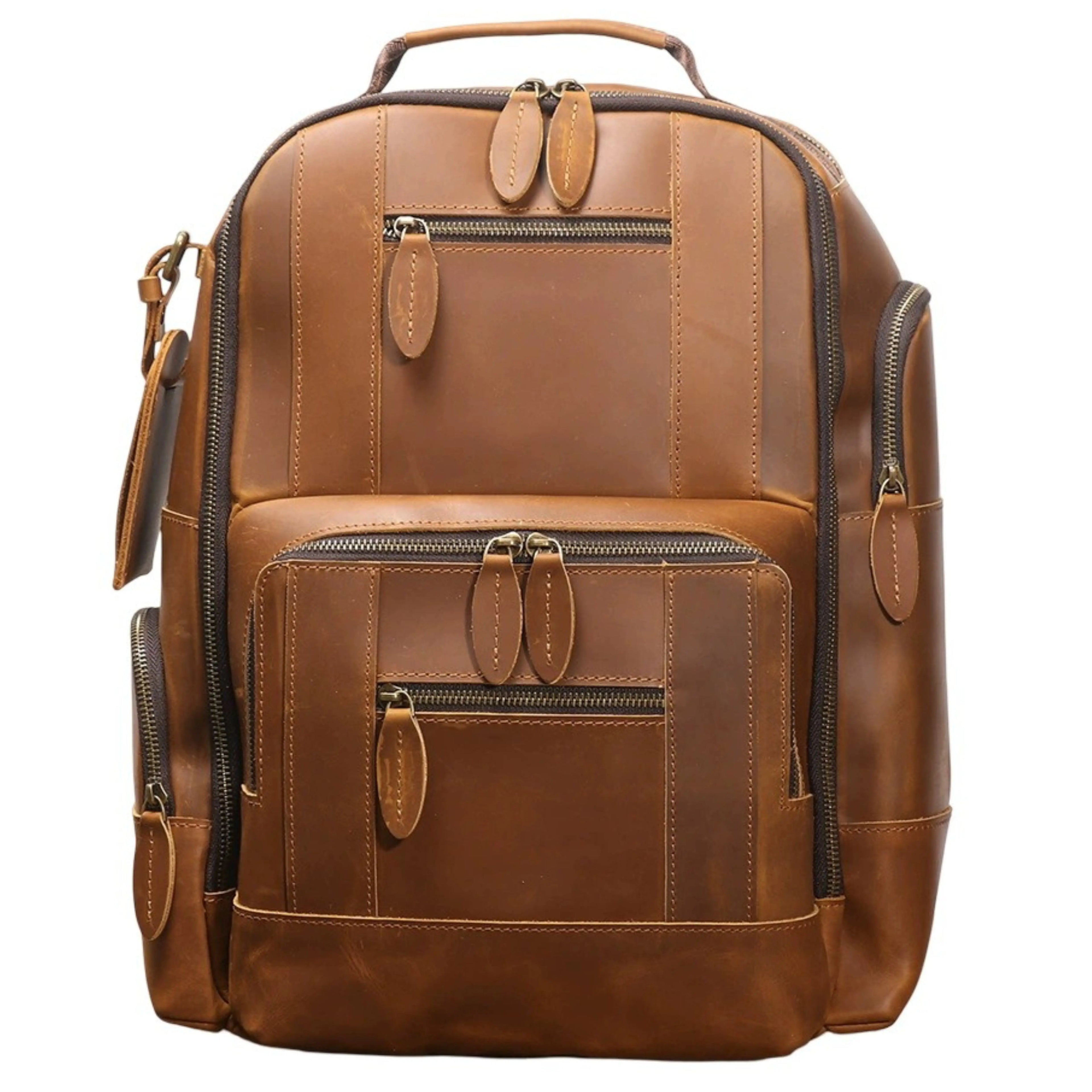 Genuine Leather Backpack for Men & Women | Vintage Full Grain Leather Rucksack | Travel Laptop Bag | Handmade Durable School Work Backpack - Isaacare