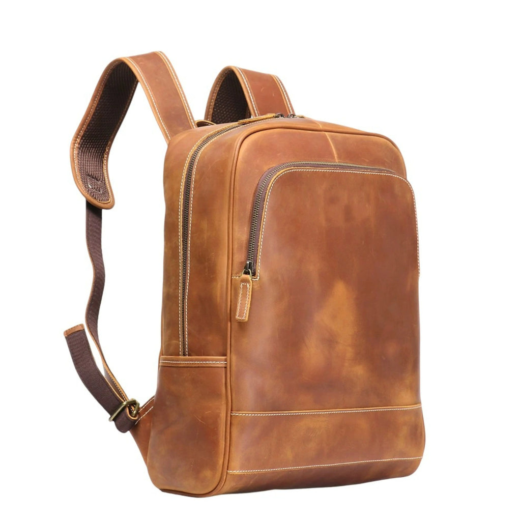 Genuine Leather Backpack for Men & Women | Vintage Full Grain Leather Rucksack | Travel Laptop Bag | Handmade Durable School Work Backpack - Isaacare