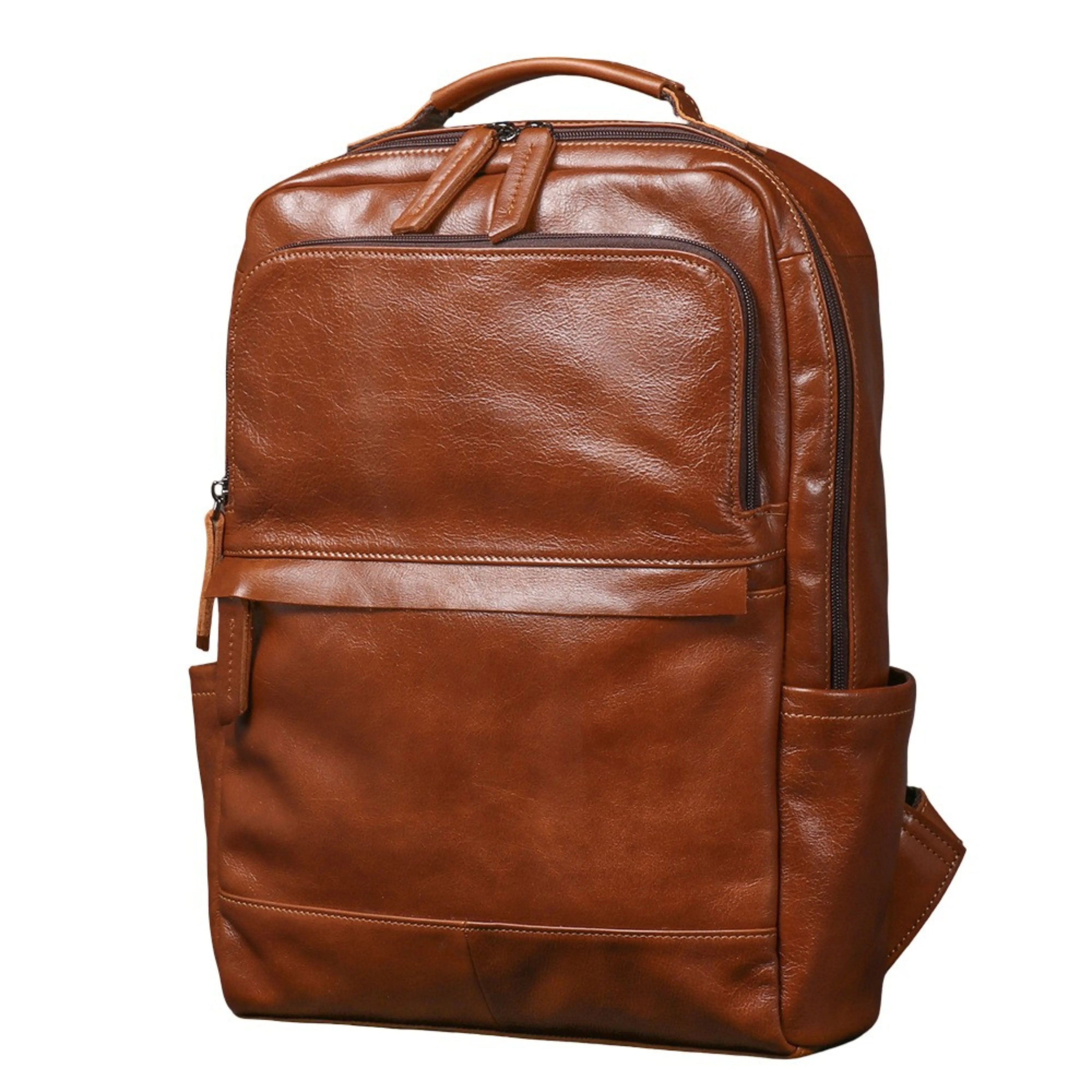 Genuine Leather Backpack for Men & Women | Vintage Full Grain Leather Rucksack | Travel Laptop Bag | Handmade Durable School Work Backpack - Isaacare