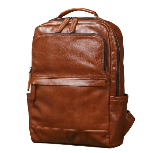 Genuine Leather Backpack for Men & Women | Vintage Full Grain Leather Rucksack | Travel Laptop Bag | Handmade Durable School Work Backpack - Isaacare