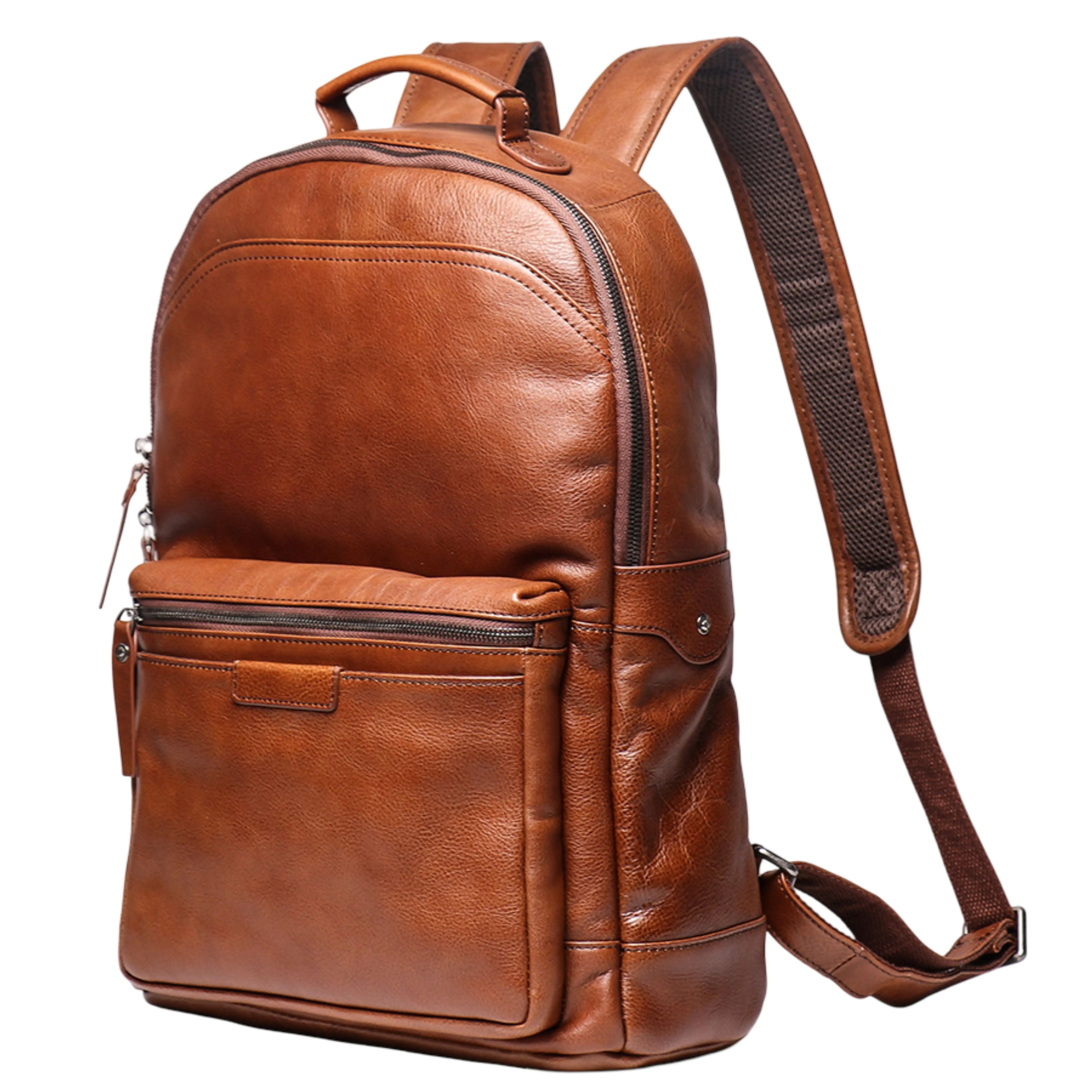 Genuine Leather Backpack for Men & Women | Vintage Full Grain Leather Rucksack | Travel Laptop Bag | Handmade Durable School Work Backpack - Isaacare