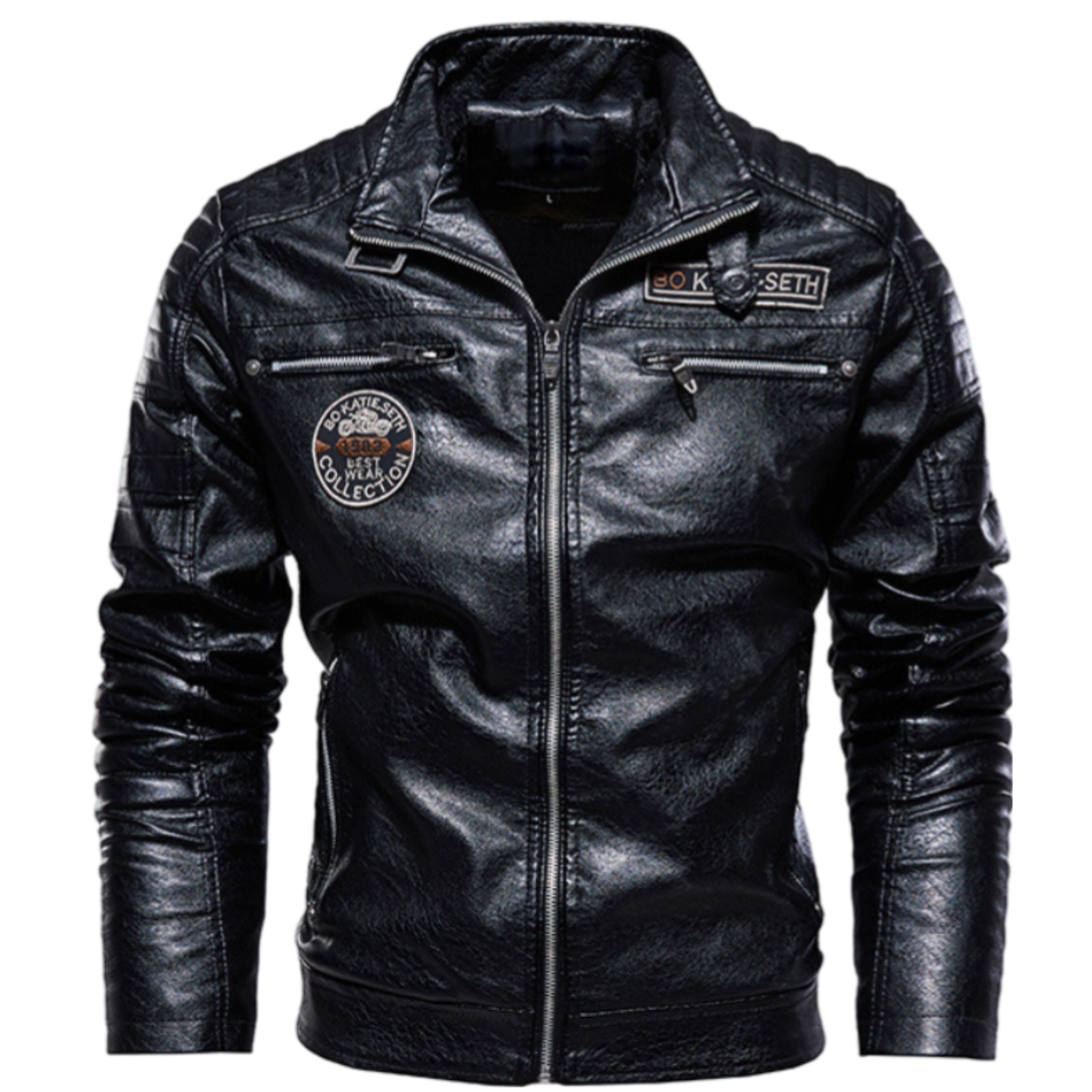 Men's PU Leather Jacket - Bo Katie Seth Best West Collect Isaacare