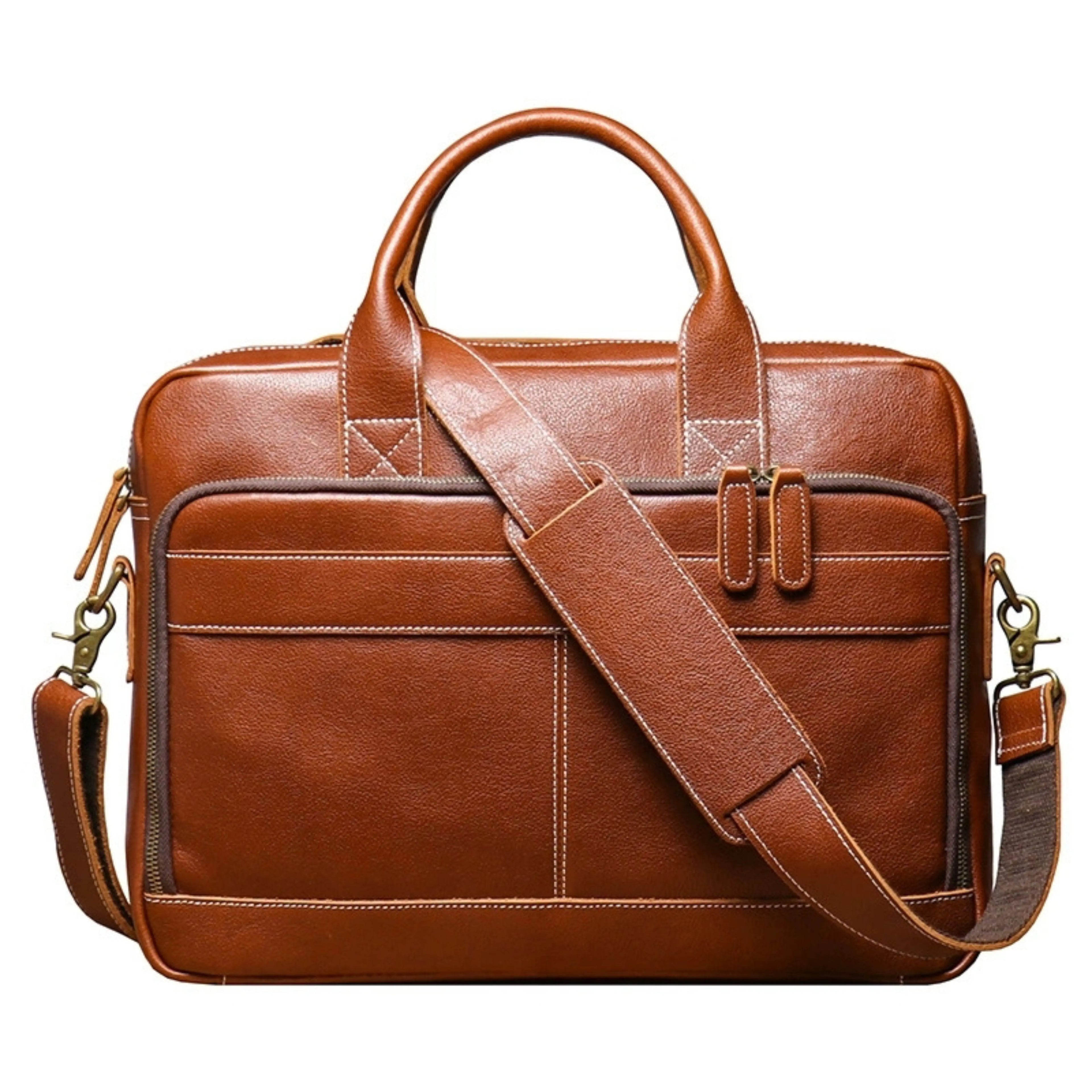 Men’s Leather Laptop Bag – Full Grain Leather Briefcase, Vintage Messenger Bag, Business Work Bag, Durable Office Satchel, Gift for Him Isaacare