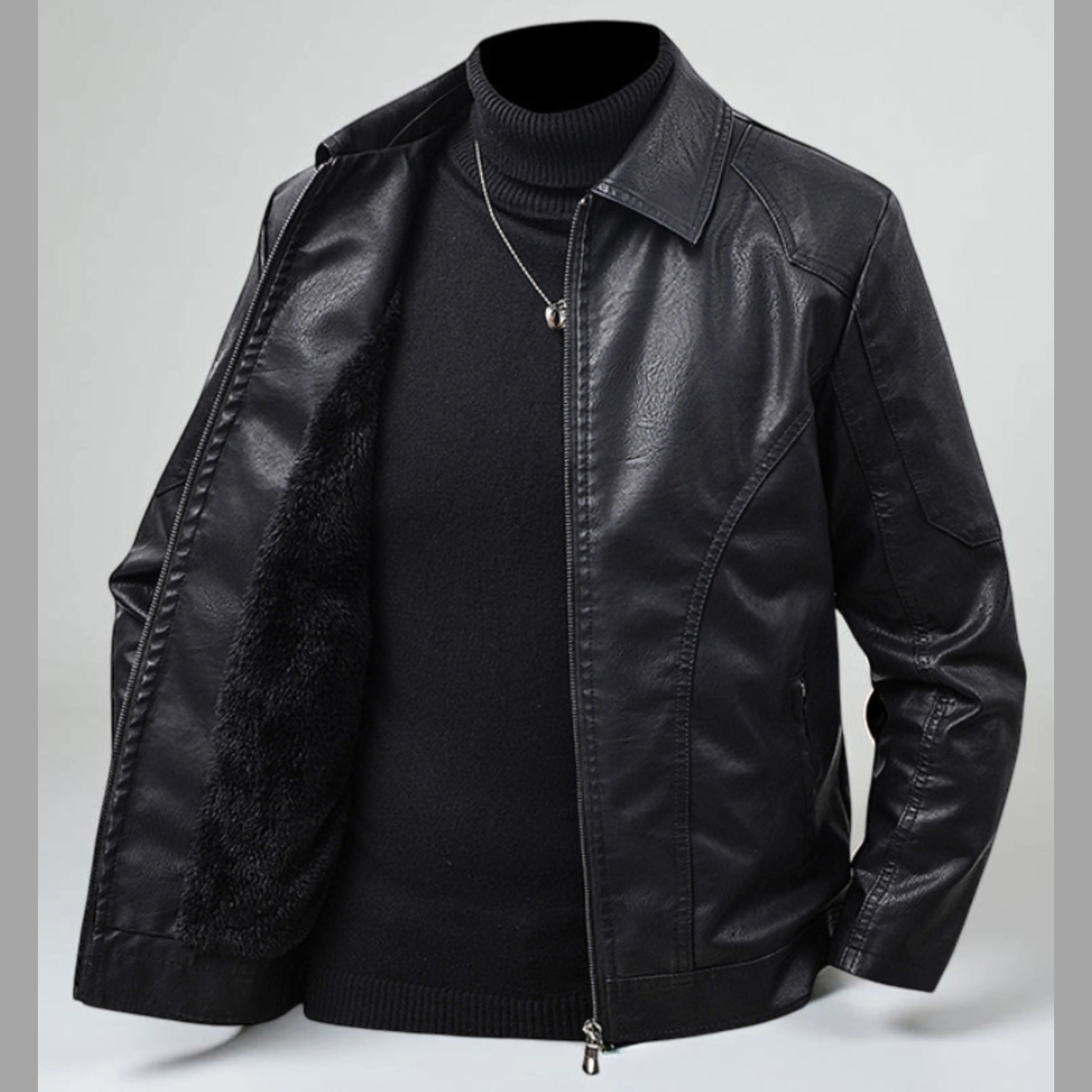 Men’s Winter Jacket – Warm PU Leather Coat – Insulated Faux Leather Jacket – Windproof Cold Weather Jacket – Stylish Men’s Outerwear South Africa Isaacare