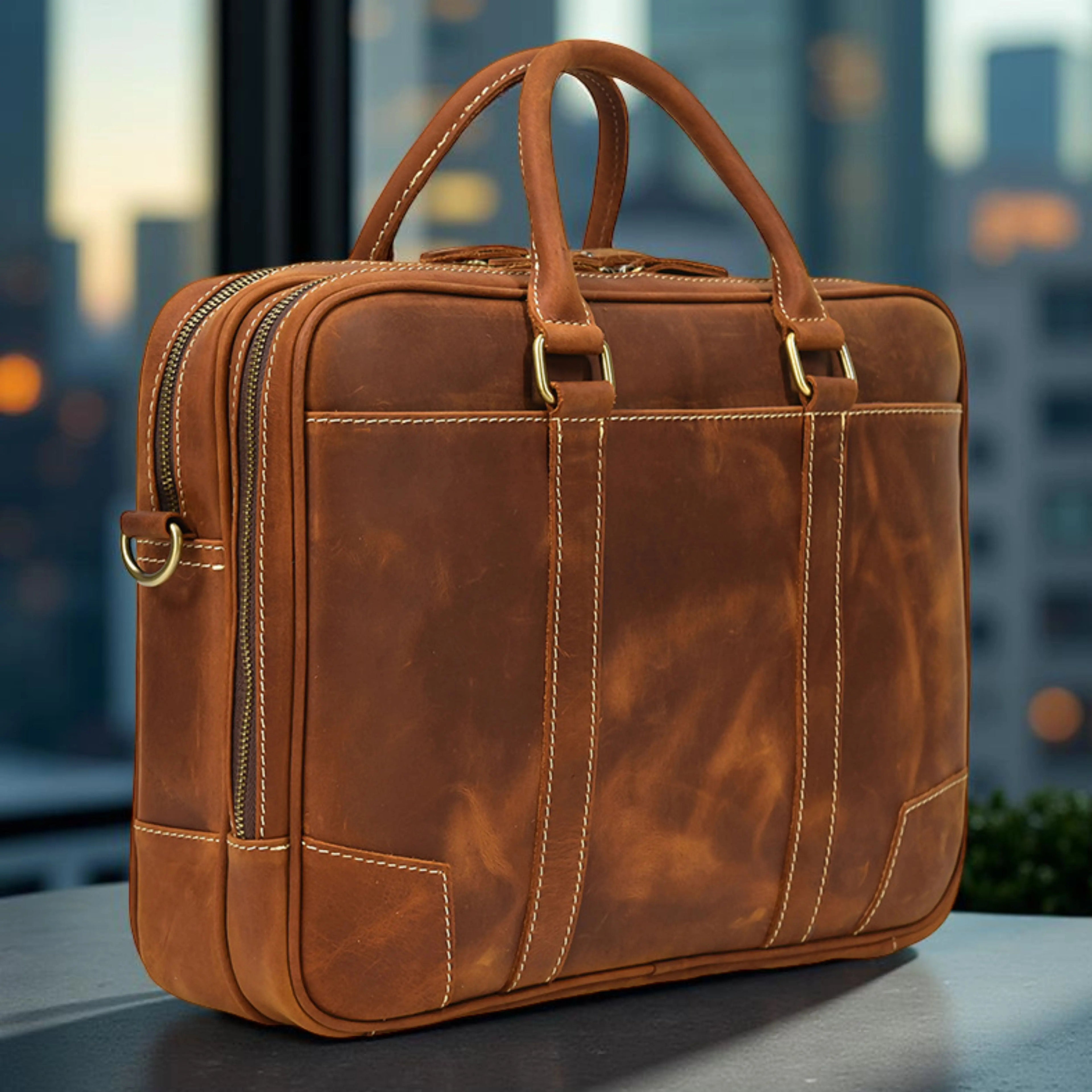 Leather Laptop Bag for Men - Mini Isaacare