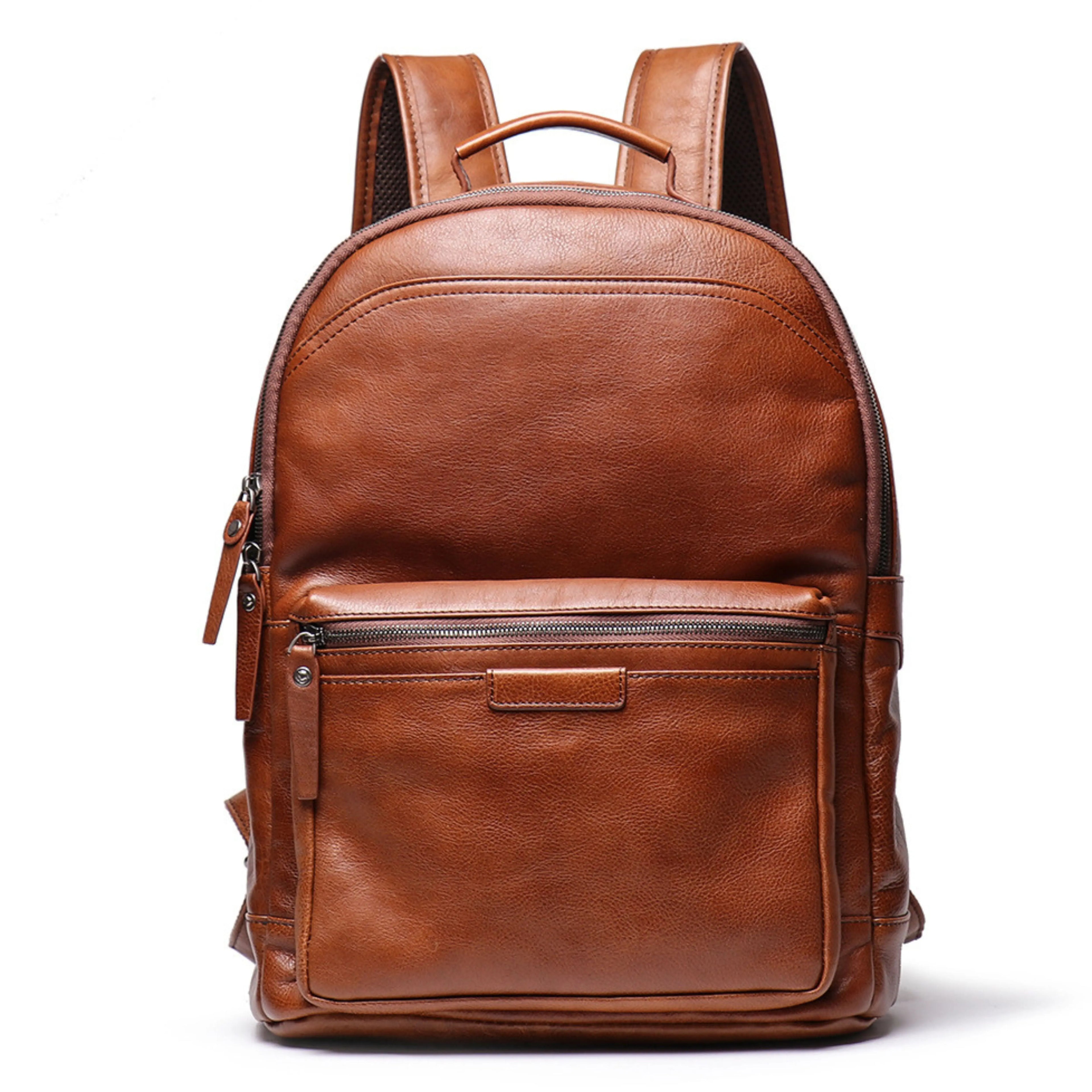 Genuine Leather Backpack for Men & Women | Vintage Full Grain Leather Rucksack | Travel Laptop Bag | Handmade Durable School Work Backpack - Isaacare