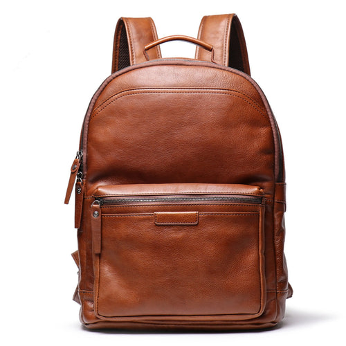 Genuine Leather Backpack for Men & Women | Vintage Full Grain Leather Rucksack | Travel Laptop Bag | Handmade Durable School Work Backpack - Isaacare