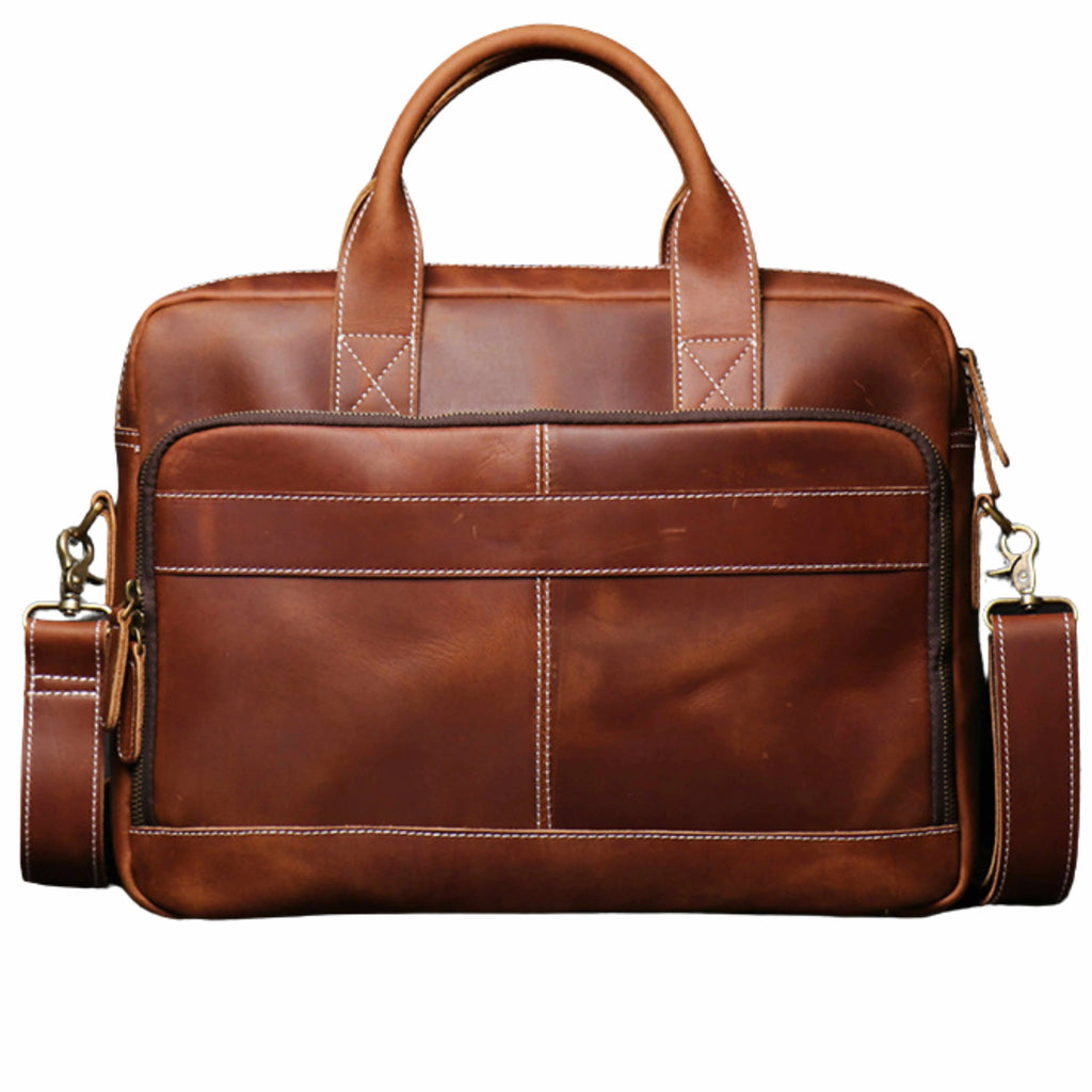 Men’s Leather Laptop Bag – Full Grain Leather Briefcase, Vintage Messenger Bag, Business Work Bag, Durable Office Satchel, Gift for Him Isaacare