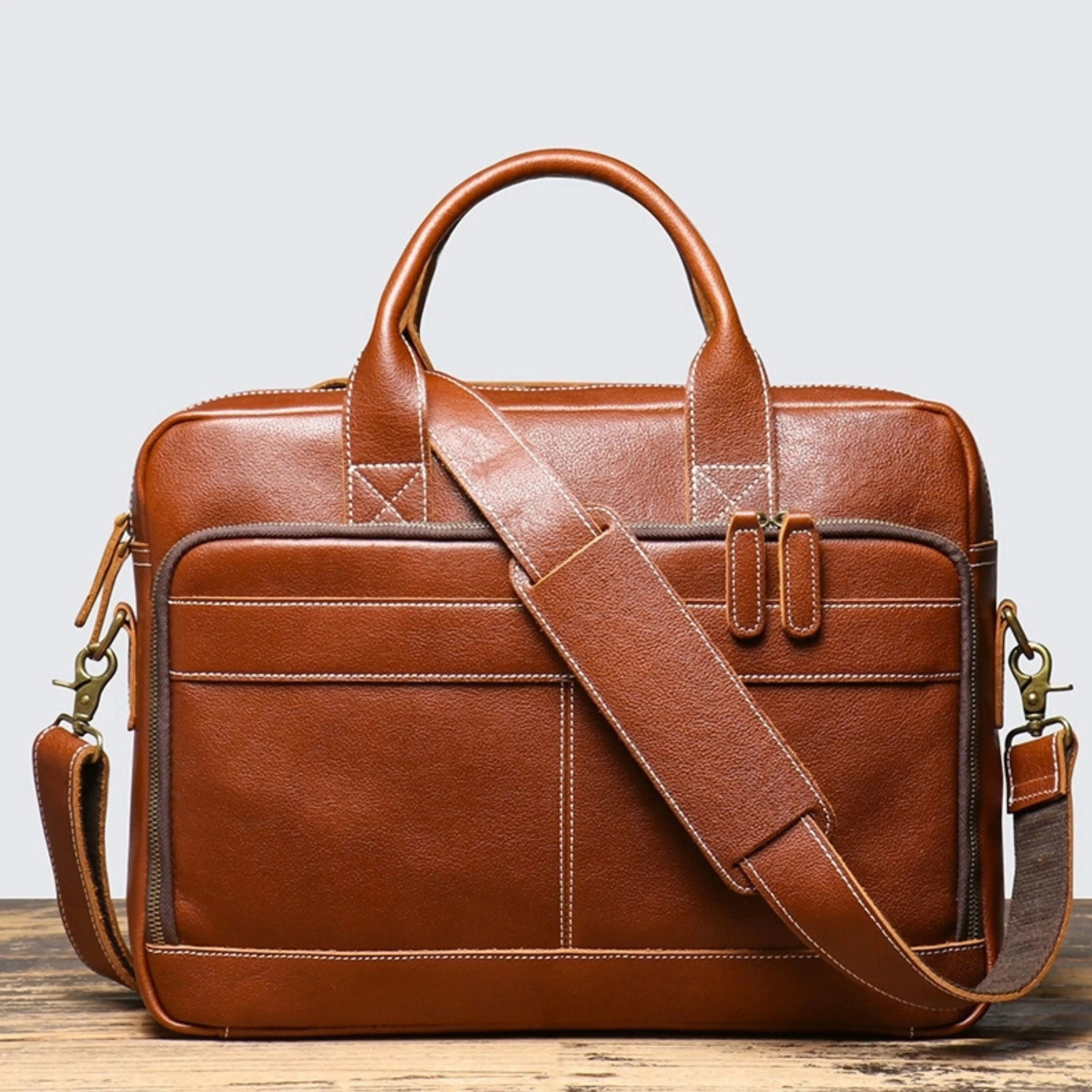 Men’s Leather Laptop Bag – Full Grain Leather Briefcase, Vintage Messenger Bag, Business Work Bag, Durable Office Satchel, Gift for Him Isaacare