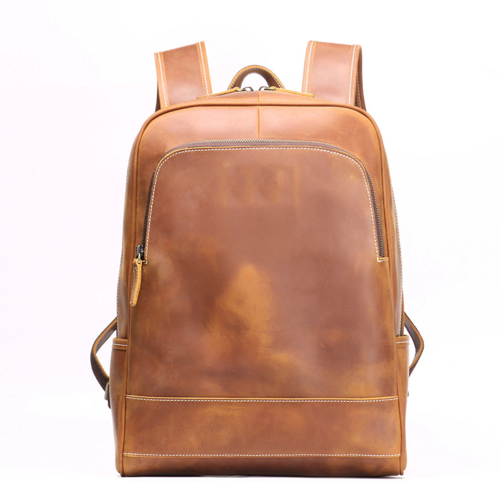 Genuine Leather Backpack for Men & Women | Vintage Full Grain Leather Rucksack | Travel Laptop Bag | Handmade Durable School Work Backpack - Isaacare