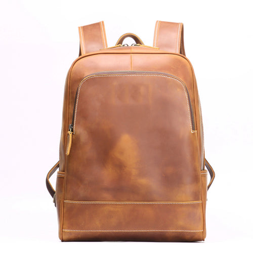 Genuine Leather Backpack for Men & Women | Vintage Full Grain Leather Rucksack | Travel Laptop Bag | Handmade Durable School Work Backpack - Isaacare