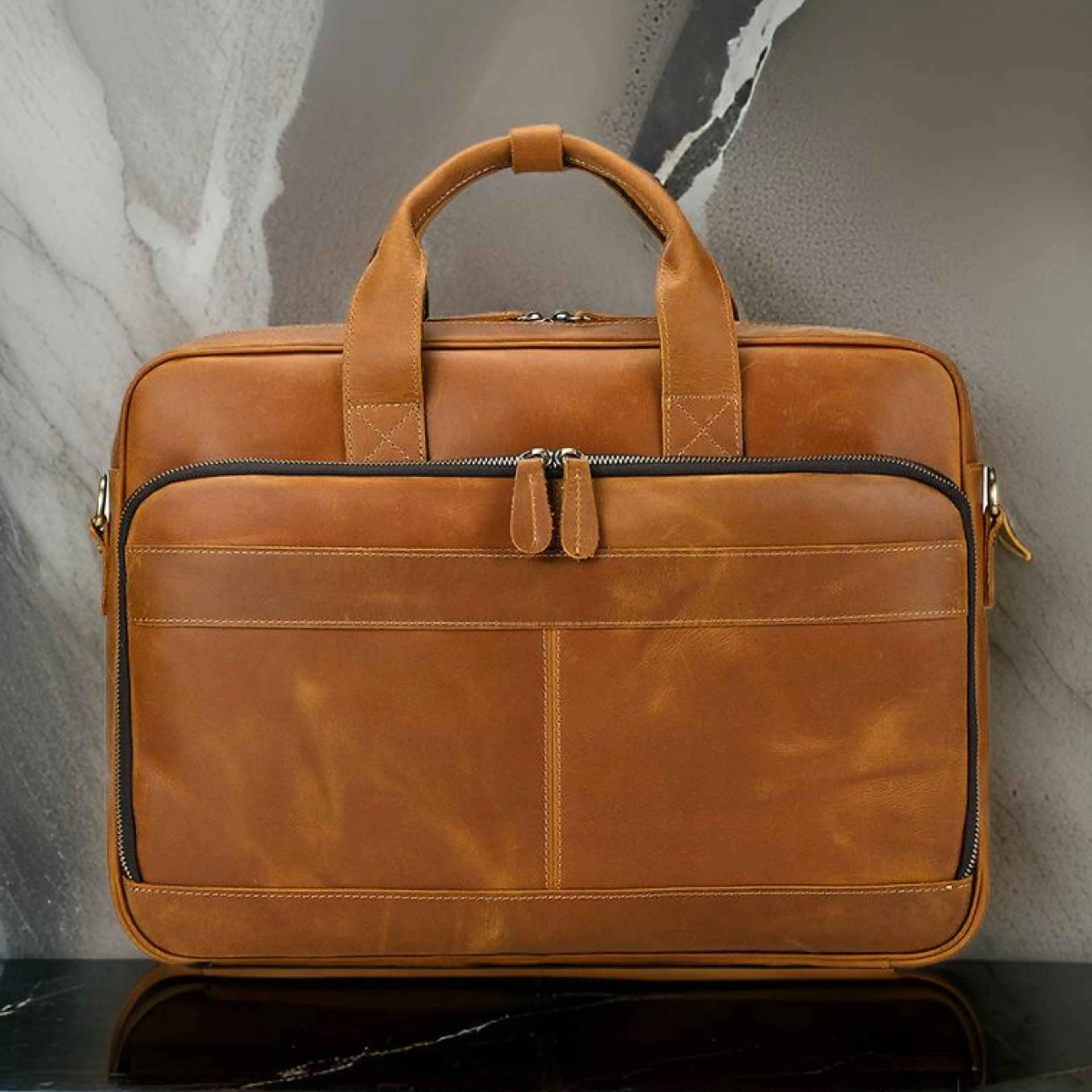 Leather Laptop Bag for Men - Large Capacity Isaacare