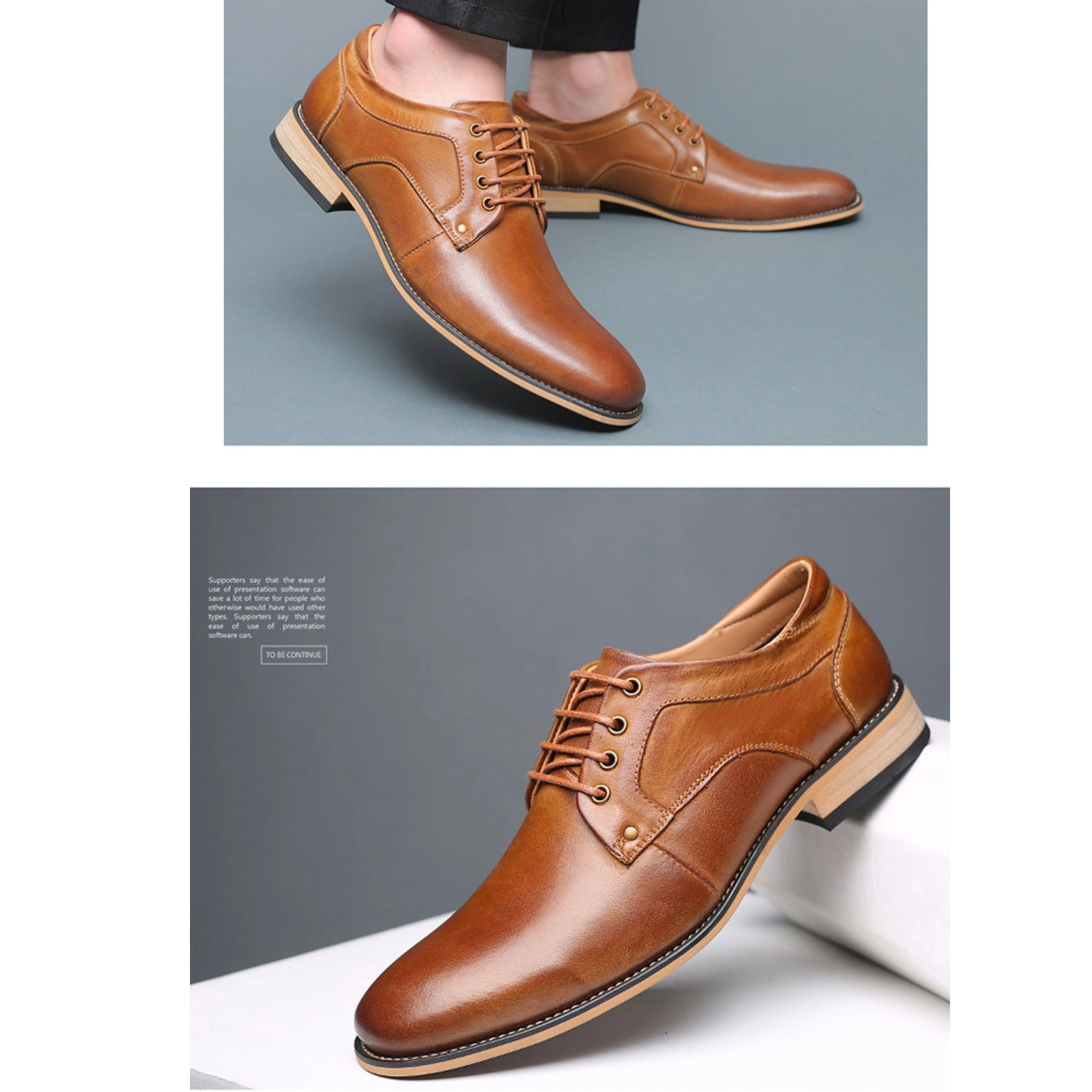 Men’s Genuine Leather Formal Shoes – Classic Oxford Dress Shoes for Business, Wedding & Office Wear, Handmade Premium Leather Footwear - Isaacare