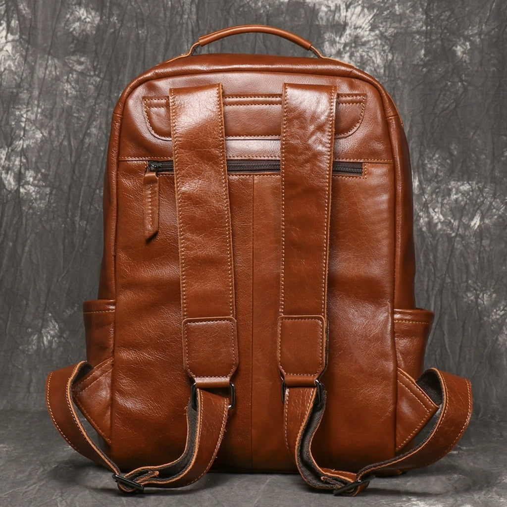 Genuine Leather Backpack for Men & Women | Vintage Full Grain Leather Rucksack | Travel Laptop Bag | Handmade Durable School Work Backpack - Isaacare