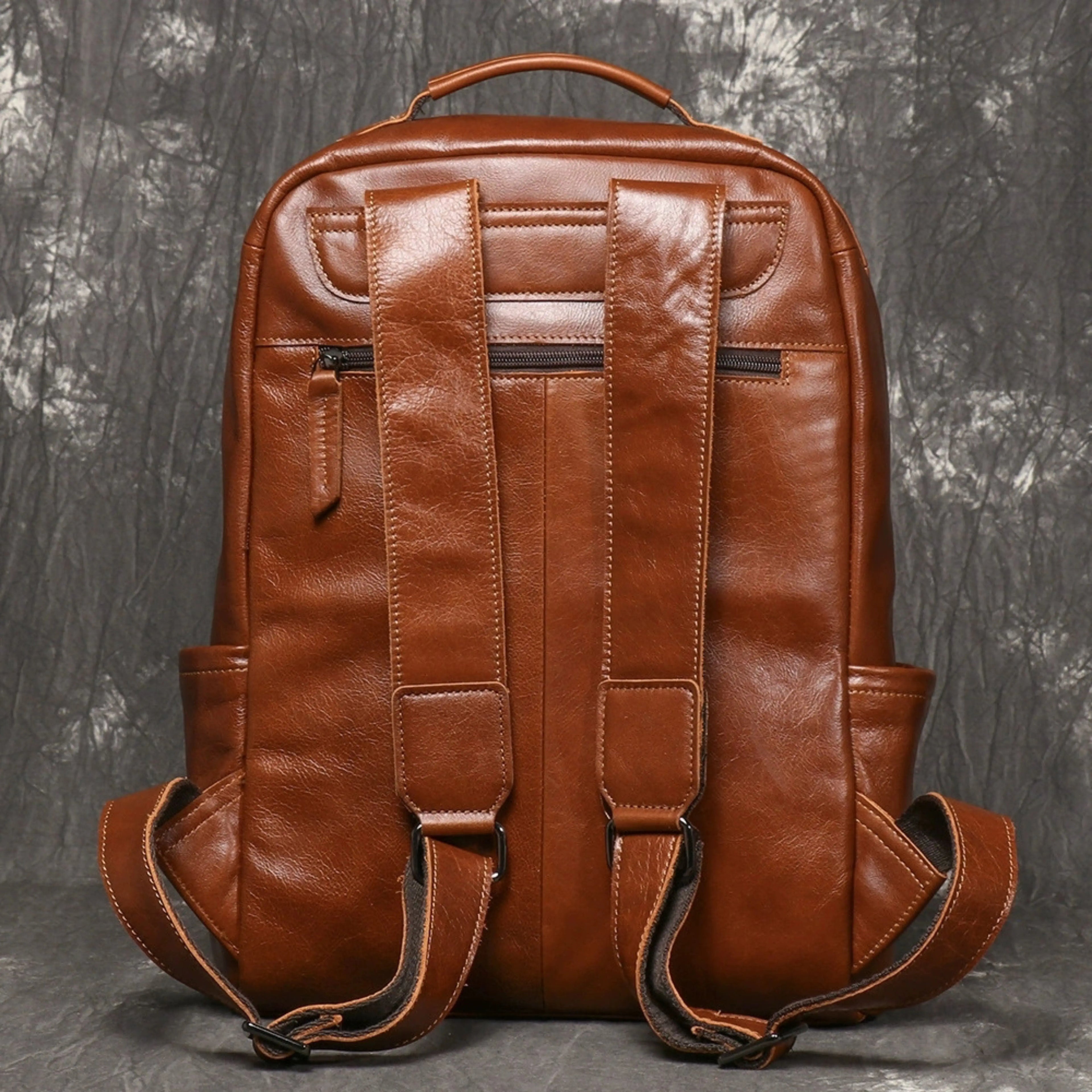 Genuine Leather Backpack for Men & Women | Vintage Full Grain Leather Rucksack | Travel Laptop Bag | Handmade Durable School Work Backpack - Isaacare