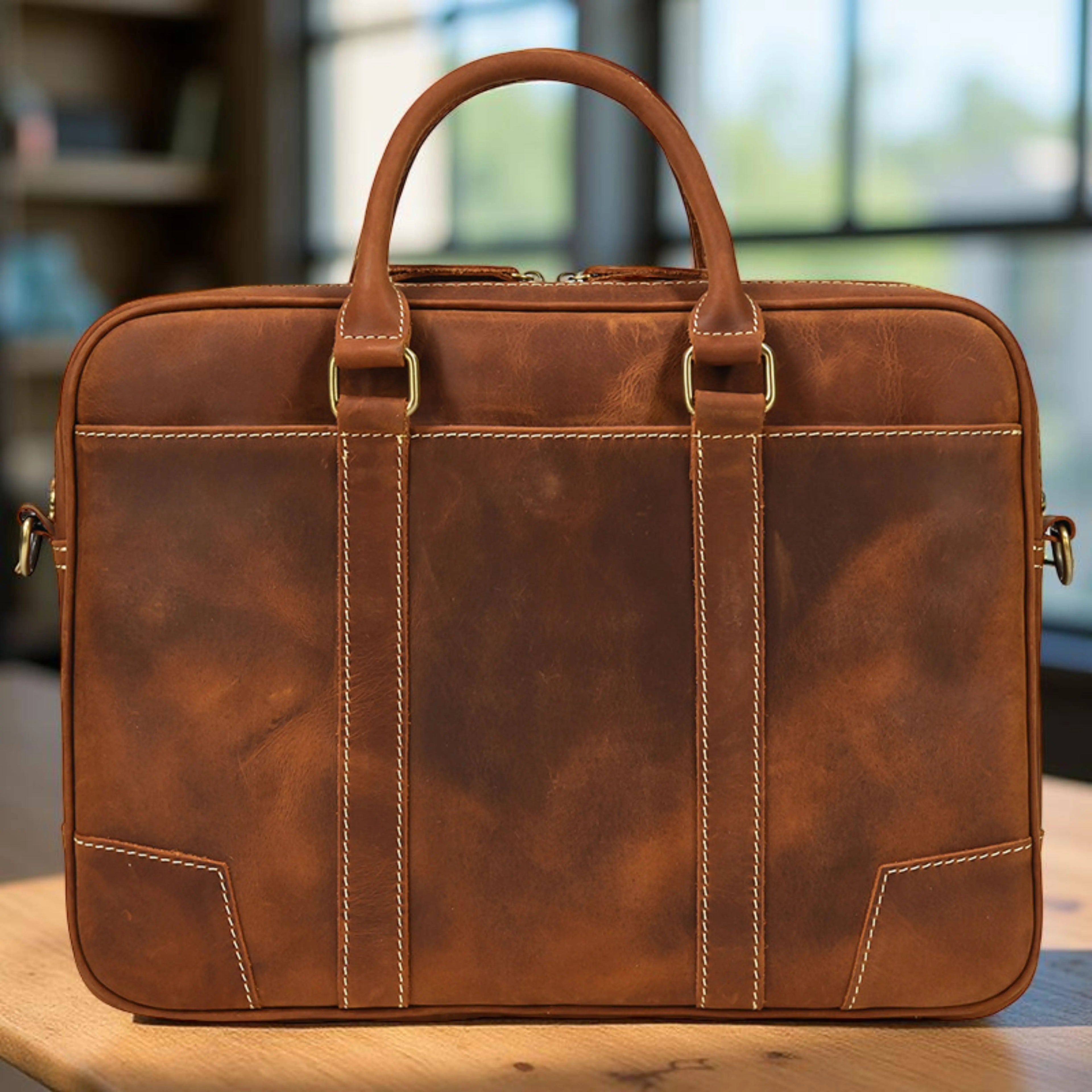 Leather Laptop Bag for Men - Mini Isaacare