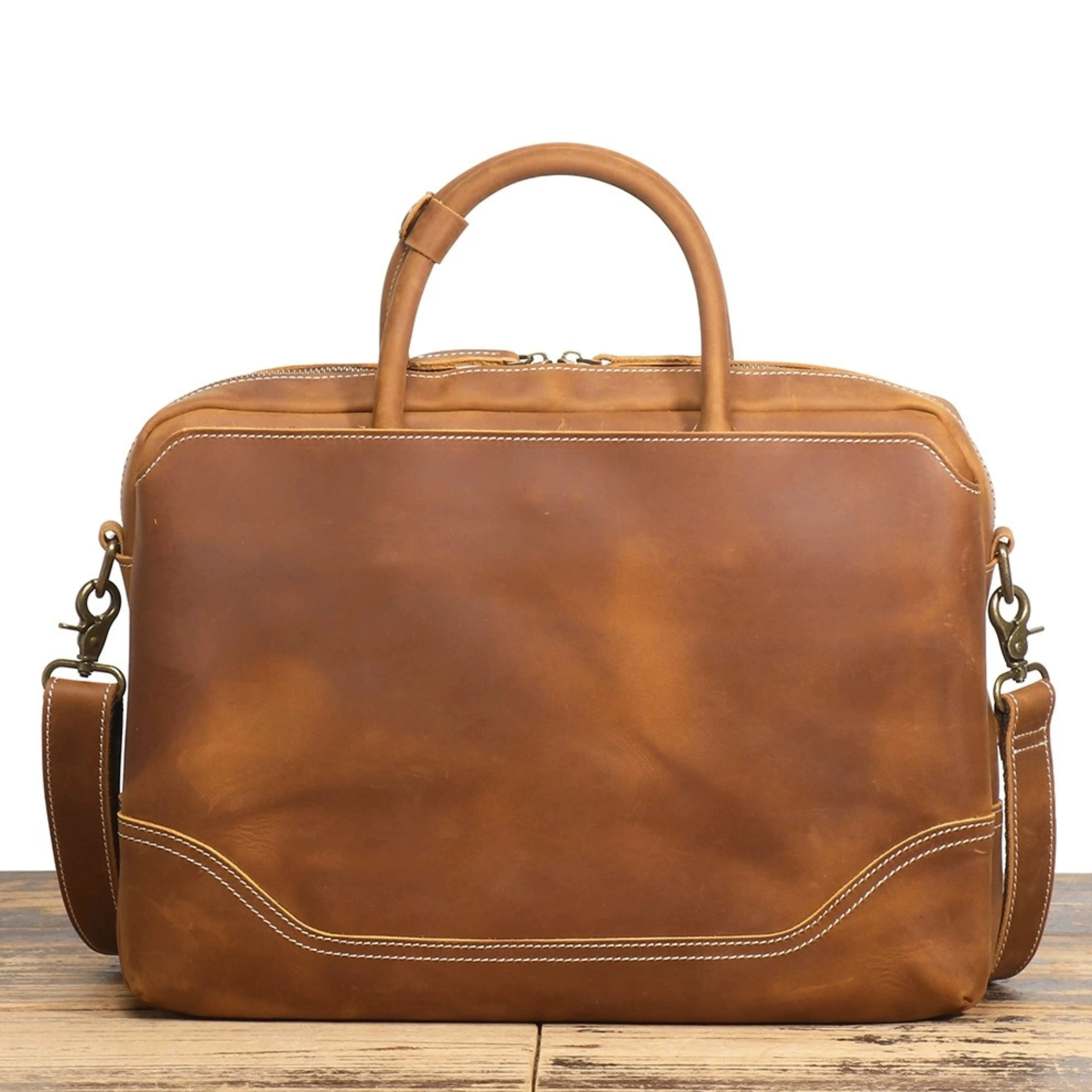Men’s Leather Laptop Bag – Full Grain Leather Briefcase, Vintage Messenger Bag, Business Work Bag, Durable Office Satchel, Gift for Him Isaacare