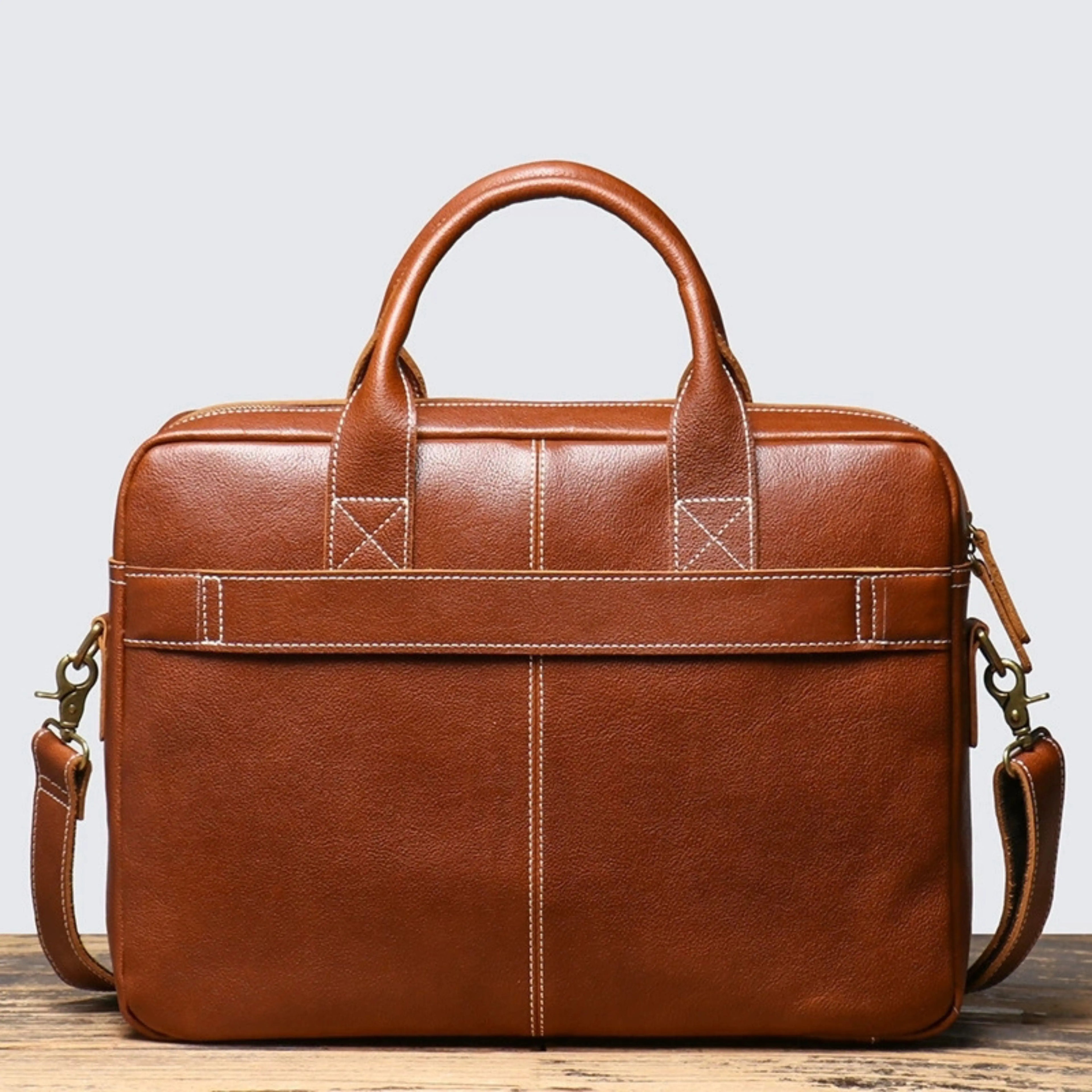 Men’s Leather Laptop Bag – Full Grain Leather Briefcase, Vintage Messenger Bag, Business Work Bag, Durable Office Satchel, Gift for Him Isaacare