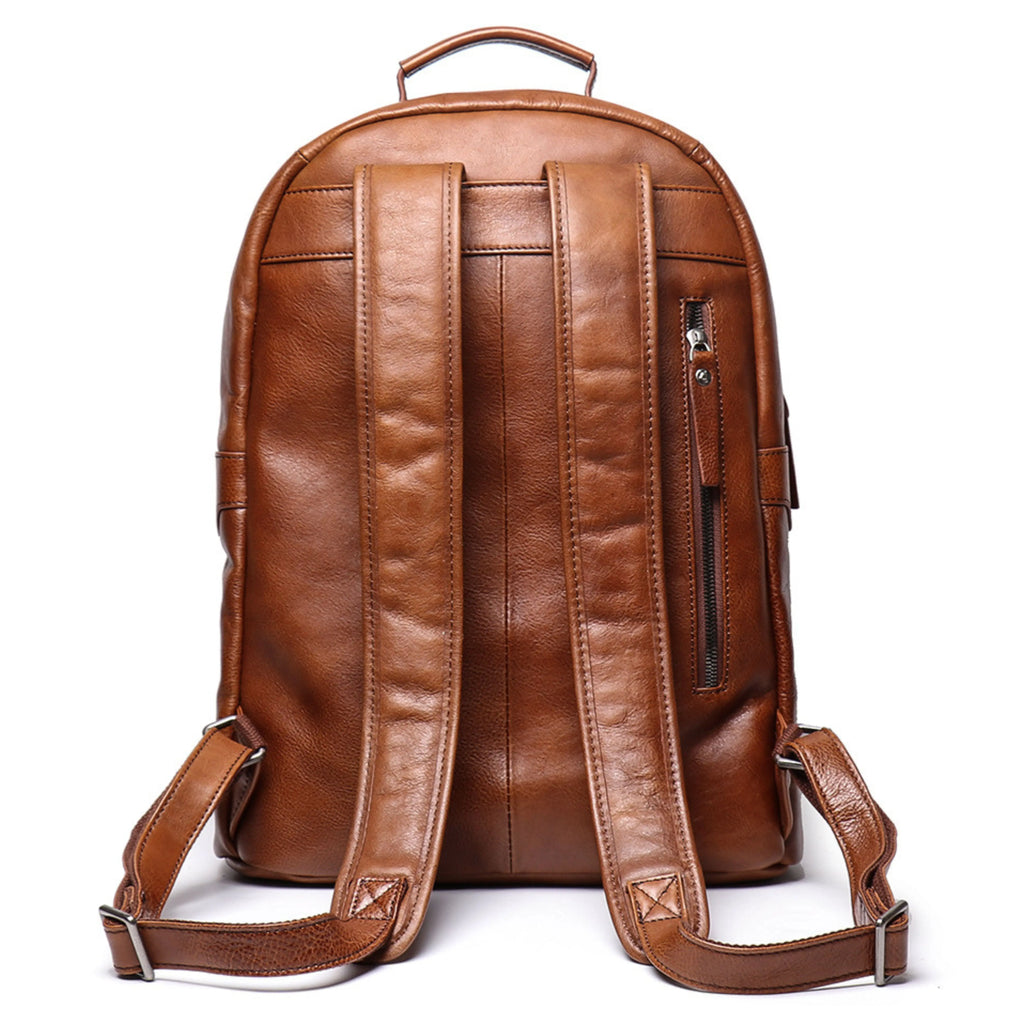 Genuine Leather Backpack for Men & Women | Vintage Full Grain Leather Rucksack | Travel Laptop Bag | Handmade Durable School Work Backpack - Isaacare