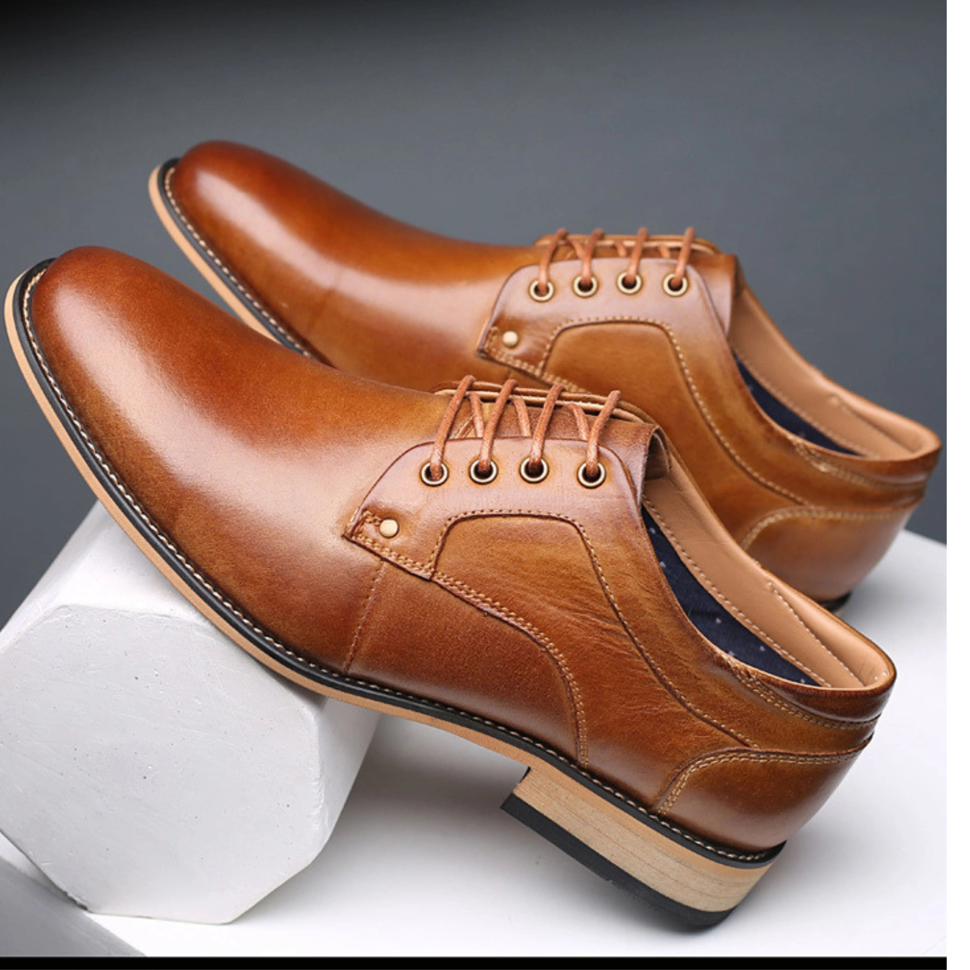 Men’s Genuine Leather Formal Shoes – Classic Oxford Dress Shoes for Business, Wedding & Office Wear, Handmade Premium Leather Footwear - Isaacare