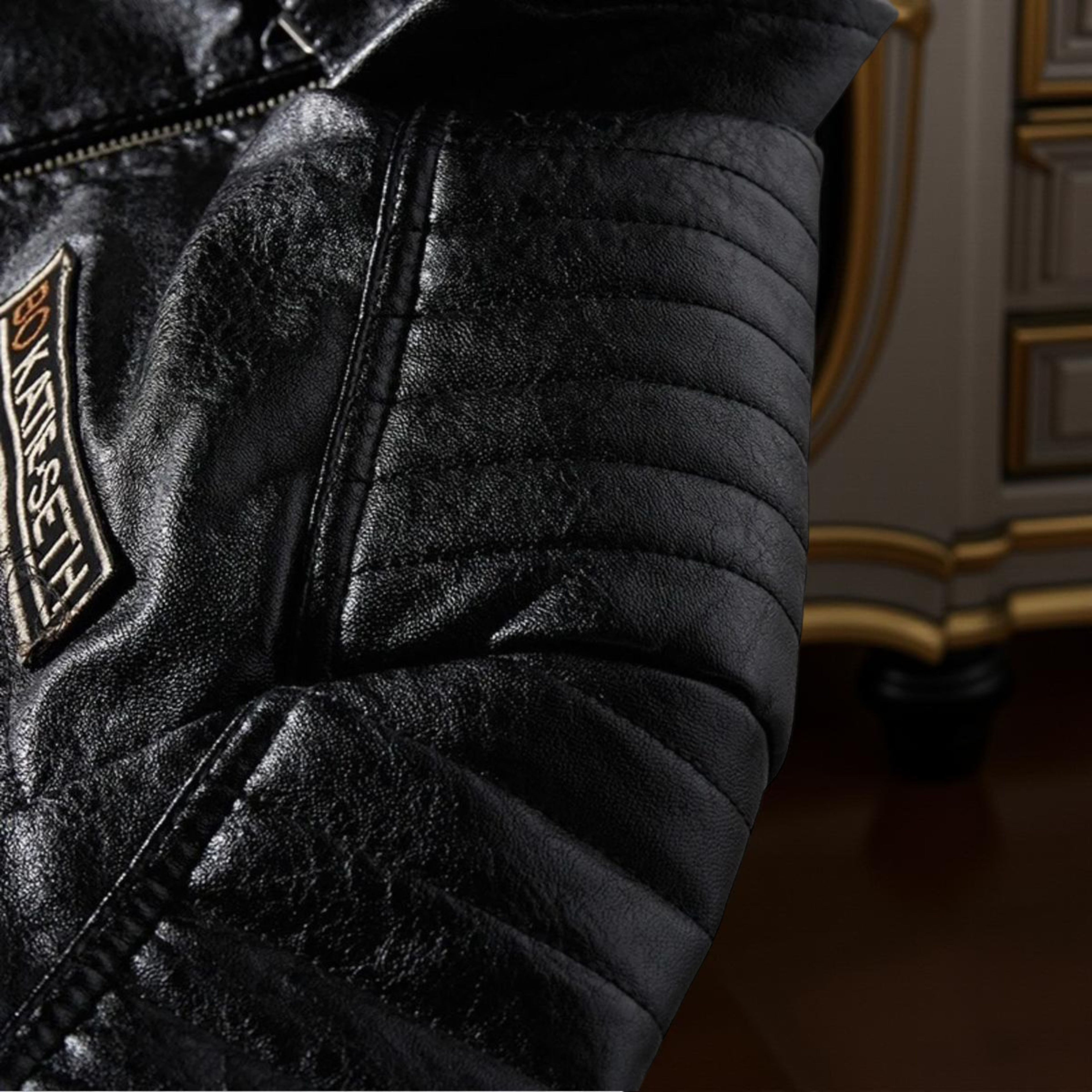 Men's PU Leather Jacket - Bo Katie Seth Best West Collect Isaacare