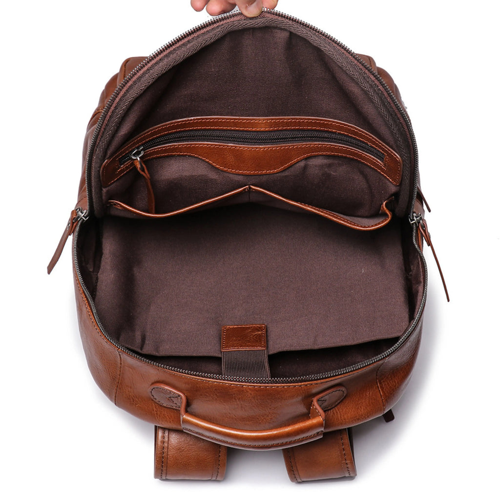 Genuine Leather Backpack for Men & Women | Vintage Full Grain Leather Rucksack | Travel Laptop Bag | Handmade Durable School Work Backpack - Isaacare