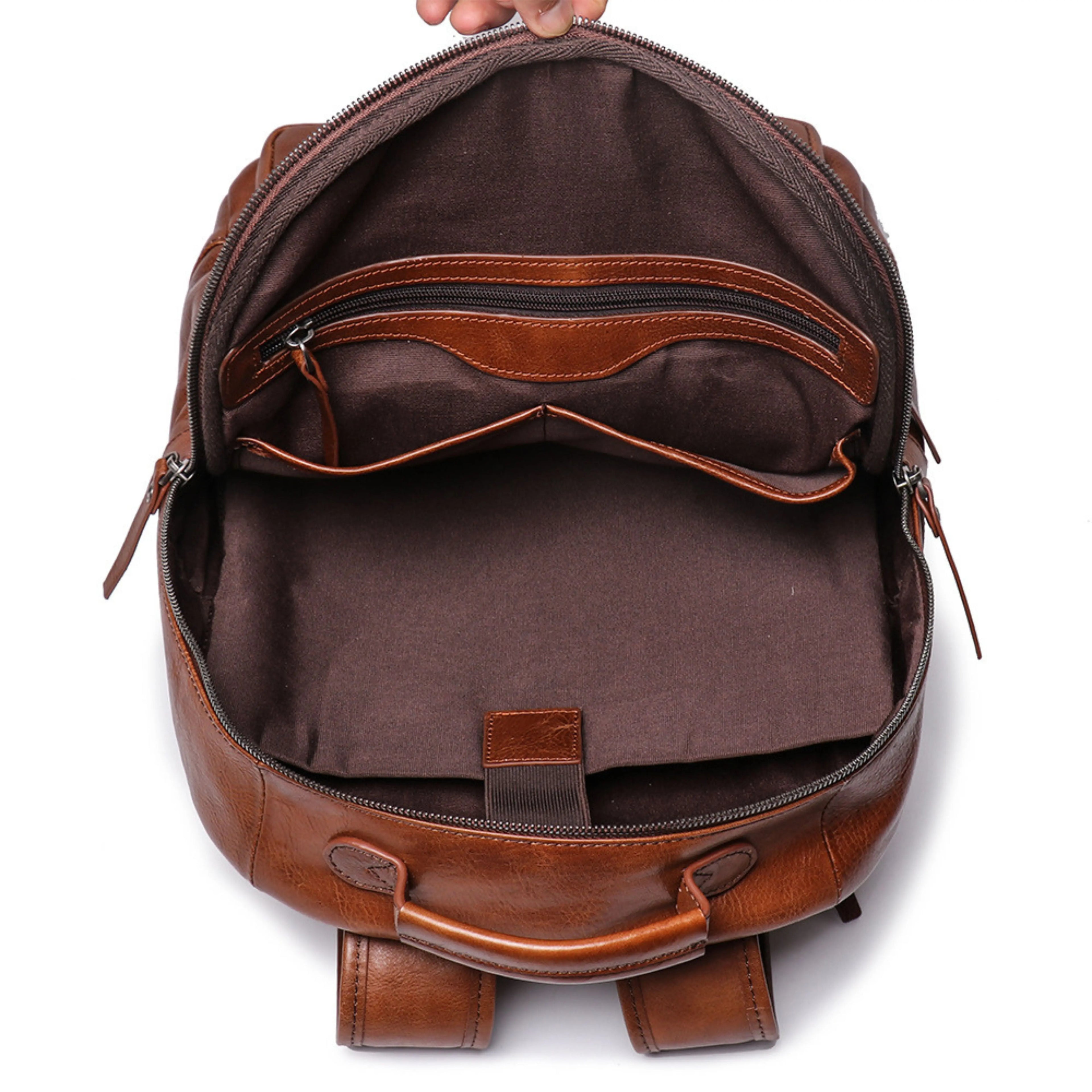 Genuine Leather Backpack for Men & Women | Vintage Full Grain Leather Rucksack | Travel Laptop Bag | Handmade Durable School Work Backpack - Isaacare