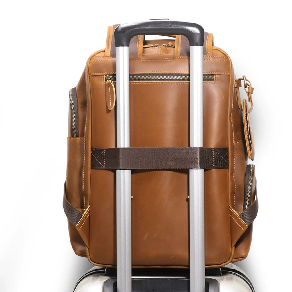 Genuine Leather Backpack for Men & Women | Vintage Full Grain Leather Rucksack | Travel Laptop Bag | Handmade Durable School Work Backpack - Isaacare