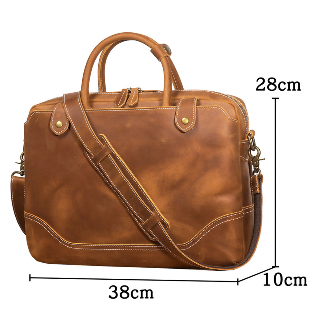 Men’s Leather Laptop Bag – Full Grain Leather Briefcase, Vintage Messenger Bag, Business Work Bag, Durable Office Satchel, Gift for Him Isaacare