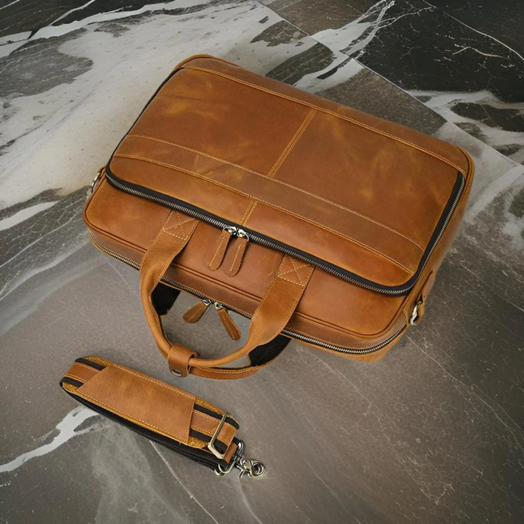 Leather Laptop Bag for Men - Large Capacity Isaacare