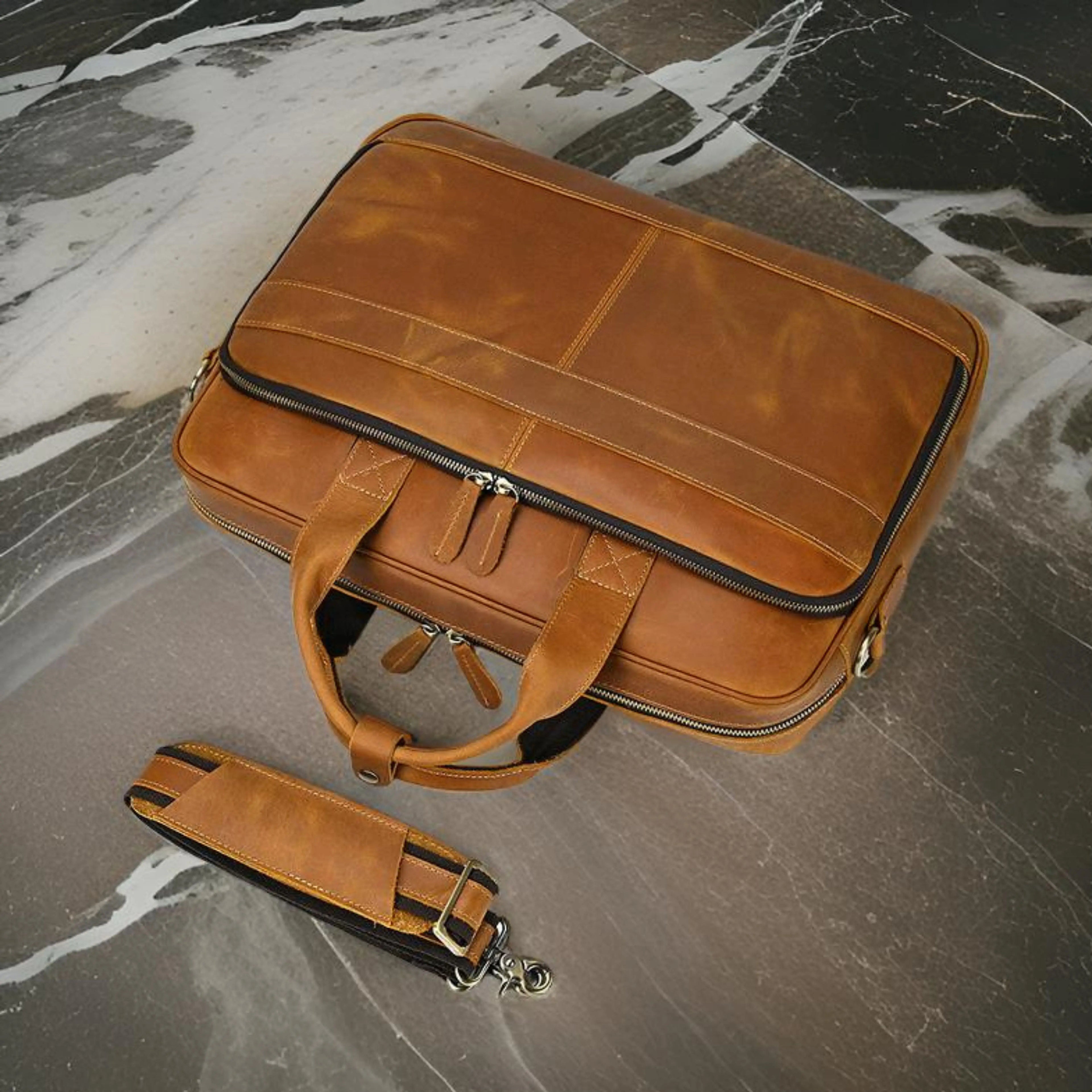 Leather Laptop Bag for Men - Large Capacity Isaacare