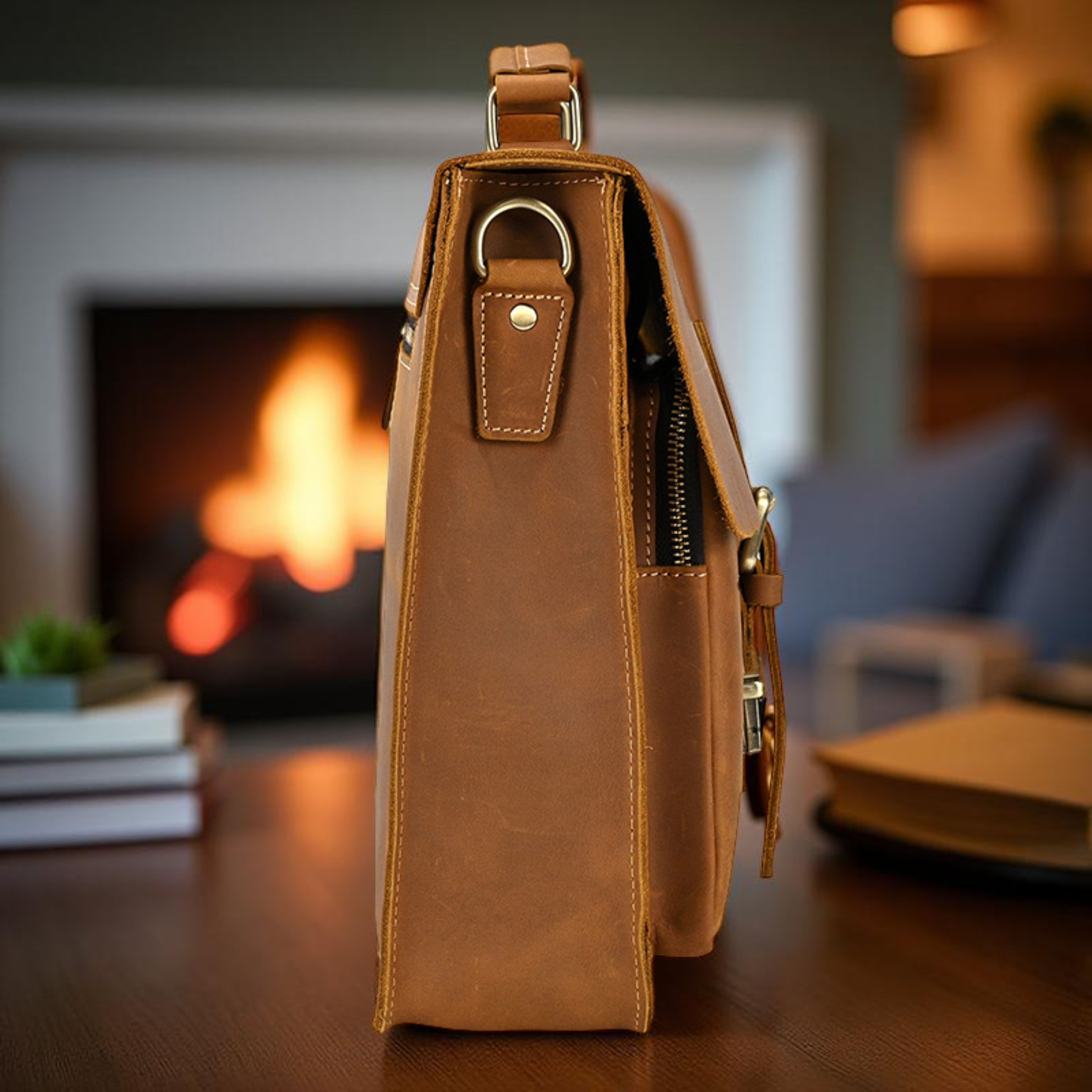 Men’s Leather Laptop Bag – Full Grain Leather Briefcase, Vintage Messenger Bag, Business Work Bag, Durable Office Satchel, Gift for Him - Isaacare
