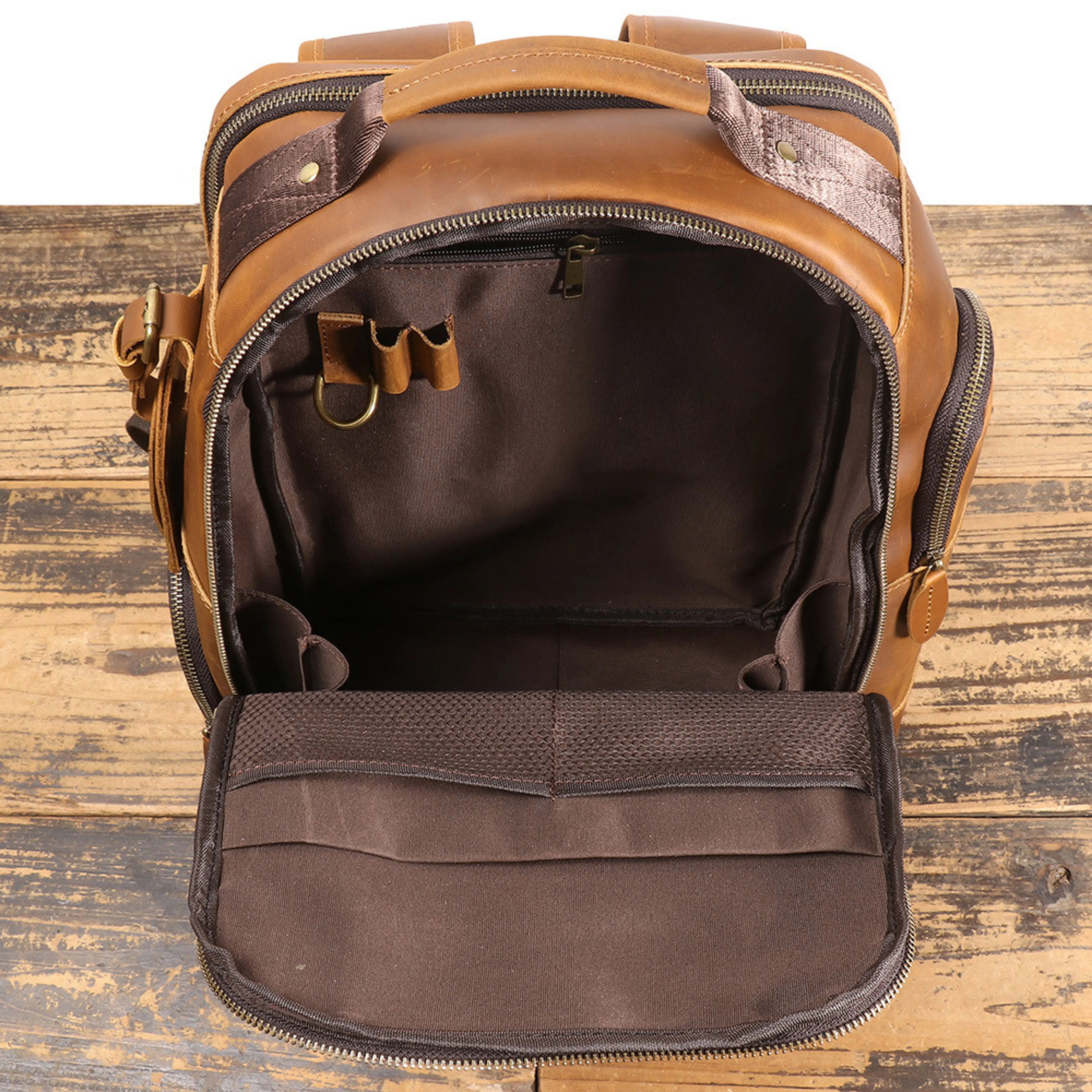 Genuine Leather Backpack for Men & Women | Vintage Full Grain Leather Rucksack | Travel Laptop Bag | Handmade Durable School Work Backpack - Isaacare