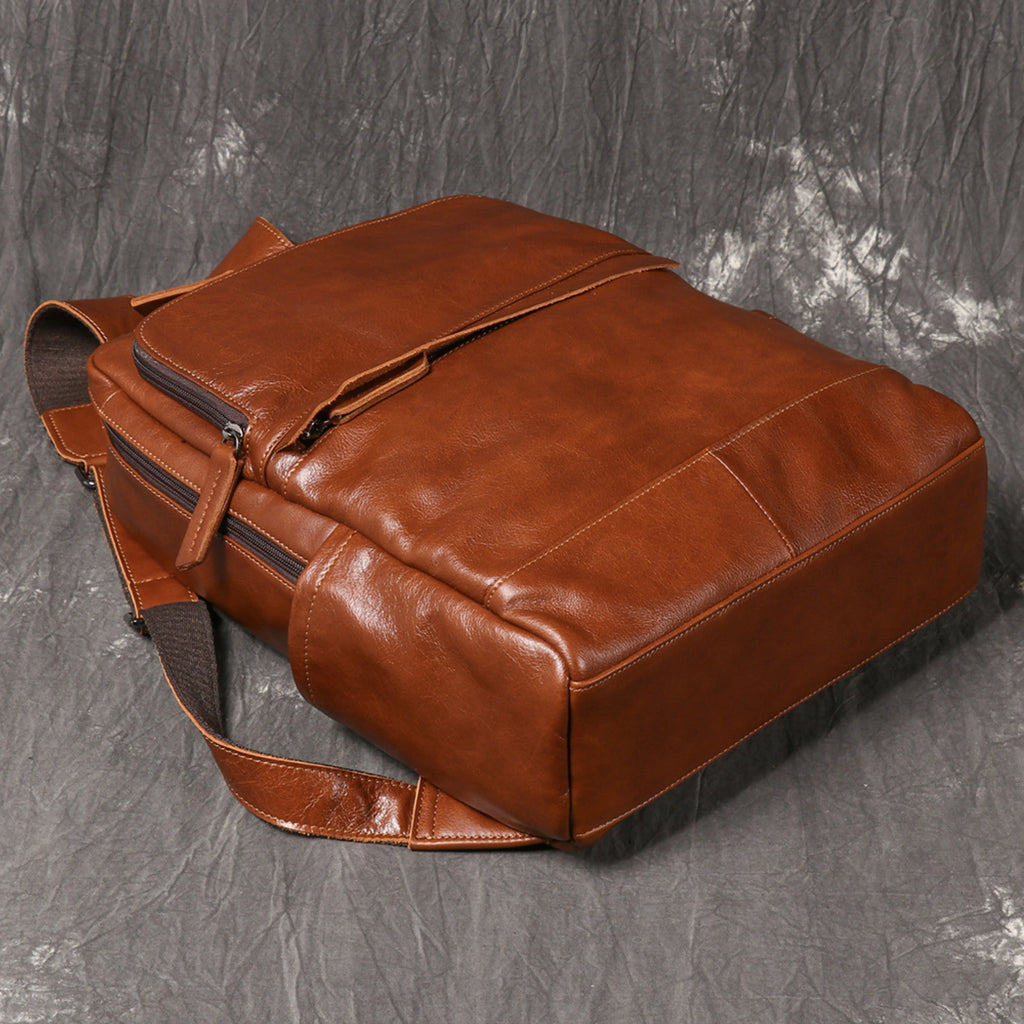 Genuine Leather Backpack for Men & Women | Vintage Full Grain Leather Rucksack | Travel Laptop Bag | Handmade Durable School Work Backpack - Isaacare
