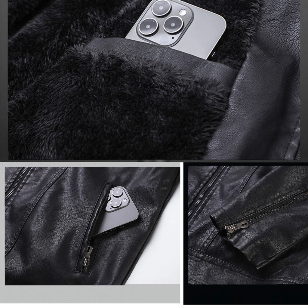 Men’s Winter Jacket – Warm PU Leather Coat – Insulated Faux Leather Jacket – Windproof Cold Weather Jacket – Stylish Men’s Outerwear South Africa Isaacare