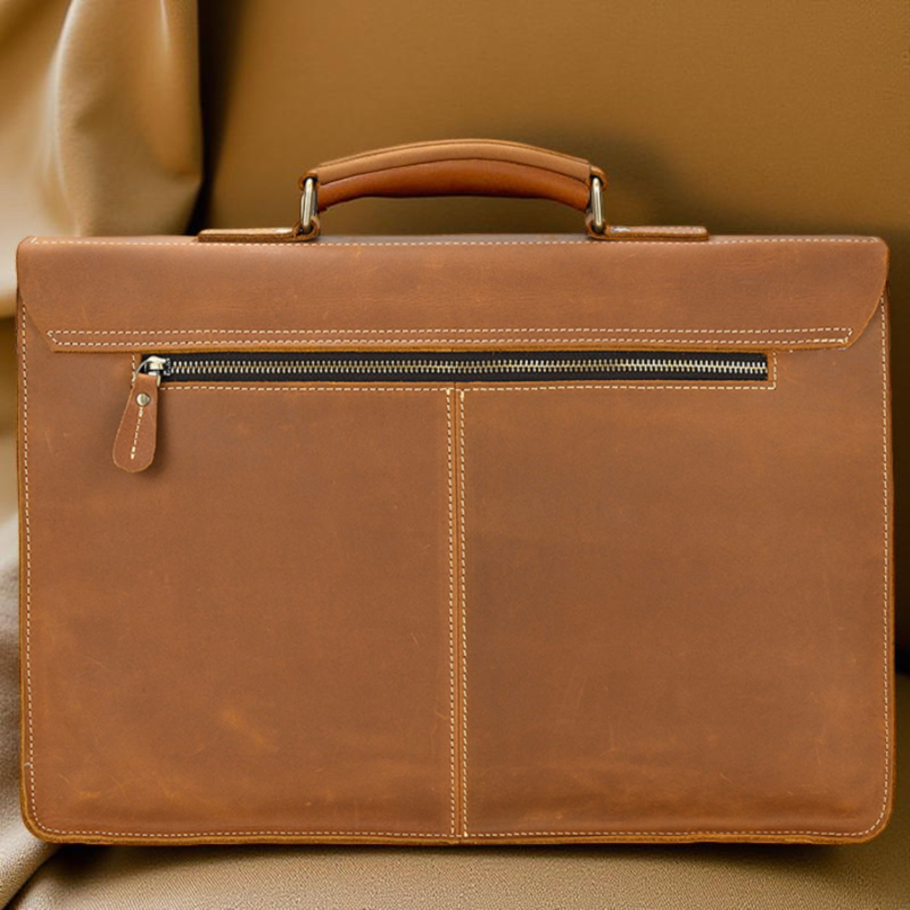 Men’s Leather Laptop Bag – Full Grain Leather Briefcase, Vintage Messenger Bag, Business Work Bag, Durable Office Satchel, Gift for Him - Isaacare