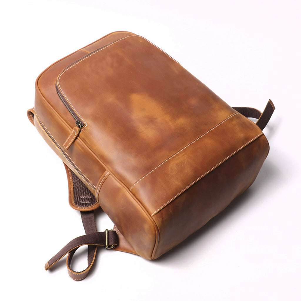 Genuine Leather Backpack for Men & Women | Vintage Full Grain Leather Rucksack | Travel Laptop Bag | Handmade Durable School Work Backpack - Isaacare