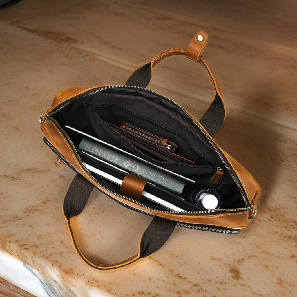 Leather Laptop Bag for Men - Large Capacity Isaacare
