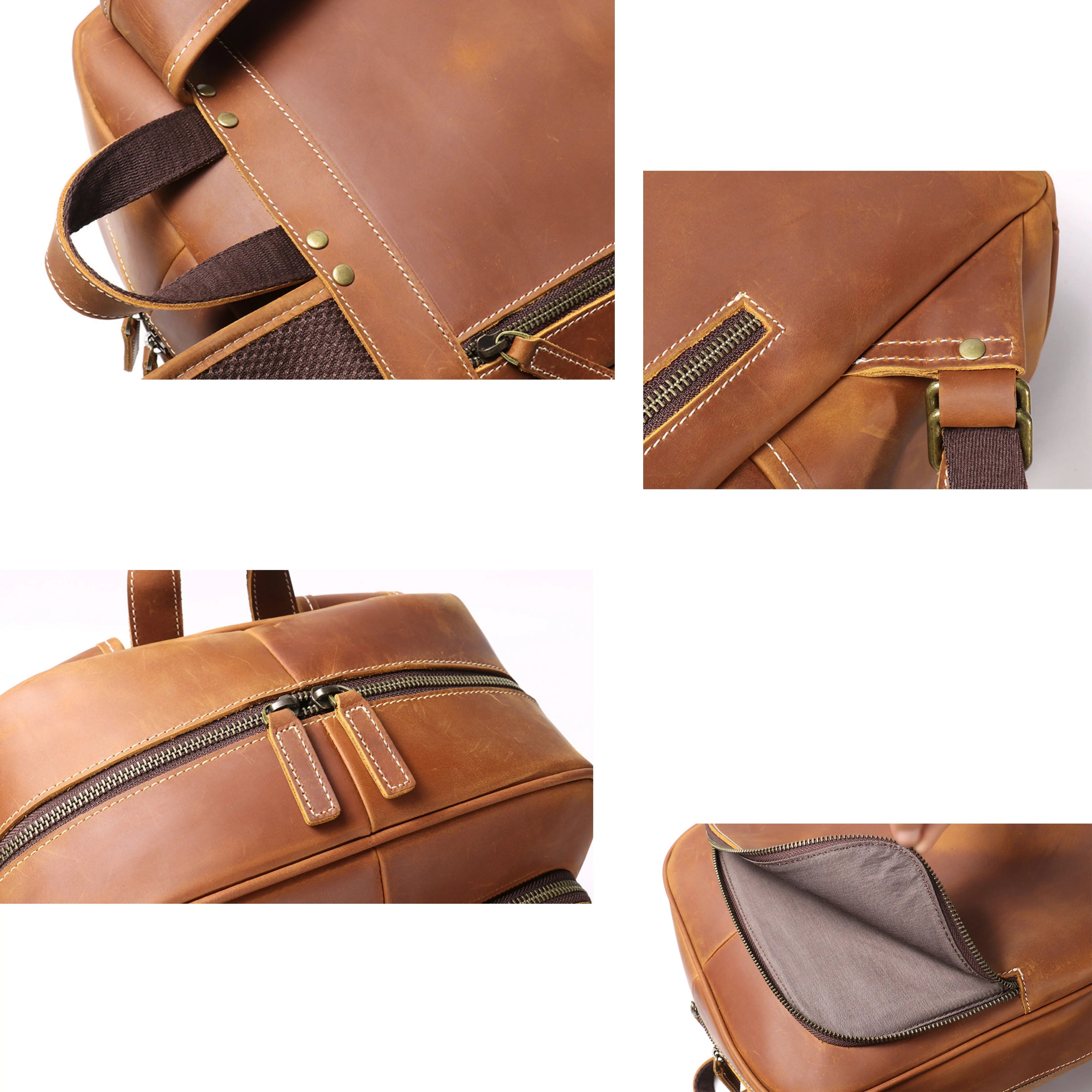 Genuine Leather Backpack for Men & Women | Vintage Full Grain Leather Rucksack | Travel Laptop Bag | Handmade Durable School Work Backpack - Isaacare