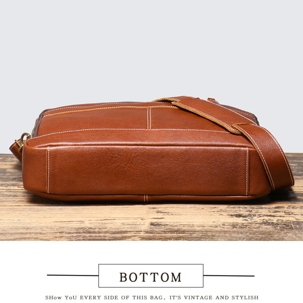 Men’s Leather Laptop Bag – Full Grain Leather Briefcase, Vintage Messenger Bag, Business Work Bag, Durable Office Satchel, Gift for Him Isaacare