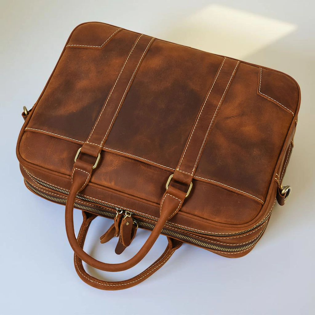 Leather Laptop Bag for Men - Mini Isaacare