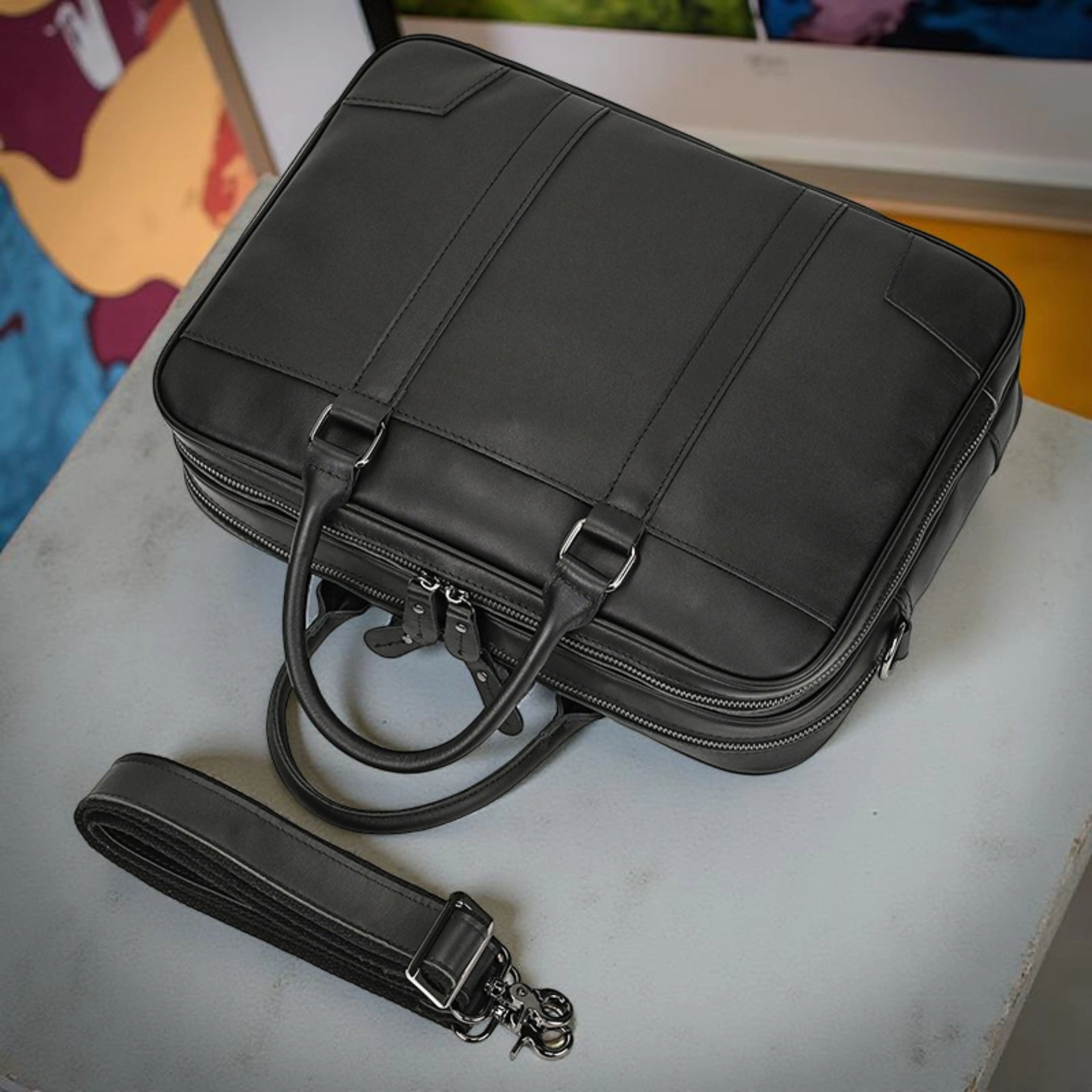 Leather Laptop Bag for Men - Mini - Isaacare