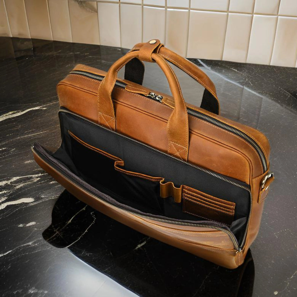 Leather Laptop Bag for Men - Large Capacity Isaacare